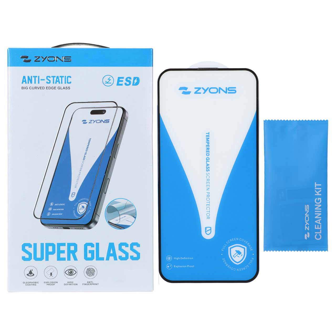 محافظ صفحه نمایش شیشه ای Full Cover ESD Anti Static - Zyons SG مدل Apple iPhone 15 Pro Max (پک دار) - اسپه کالا محافظ صفحه نمایش شیشه ای Full Cover ESD Anti Static - Zyons SG مدل Apple iPhone 15 Pro Max (پک دار) - تصویر 1