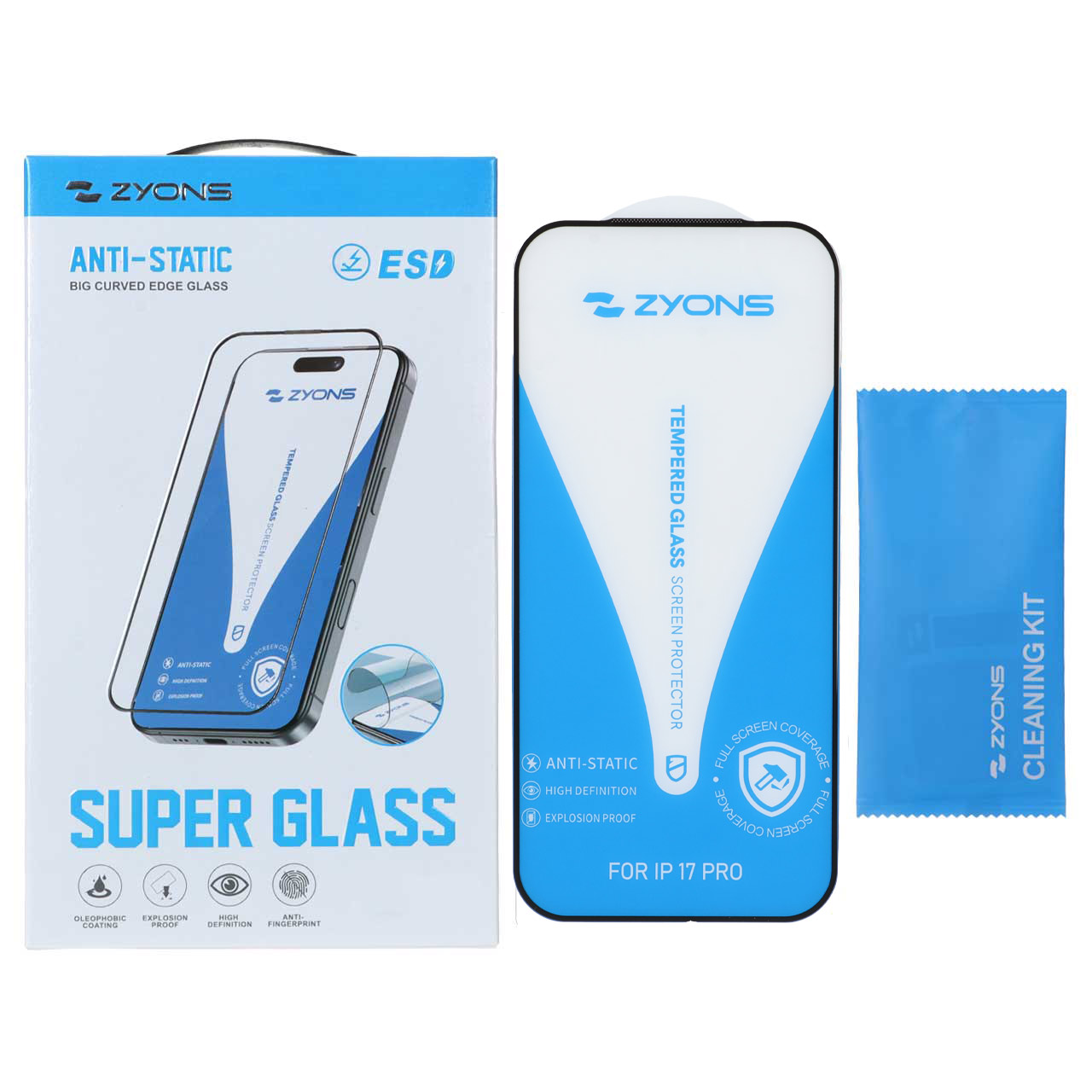 محافظ صفحه نمایش شیشه ای Full Cover ESD Anti Static - Zyons SG مدل Apple iPhone 17 Pro (پک دار) - اسپه کالا محافظ صفحه نمایش شیشه ای Full Cover ESD Anti Static - Zyons SG مدل Apple iPhone 17 Pro (پک دار) - تصویر 1