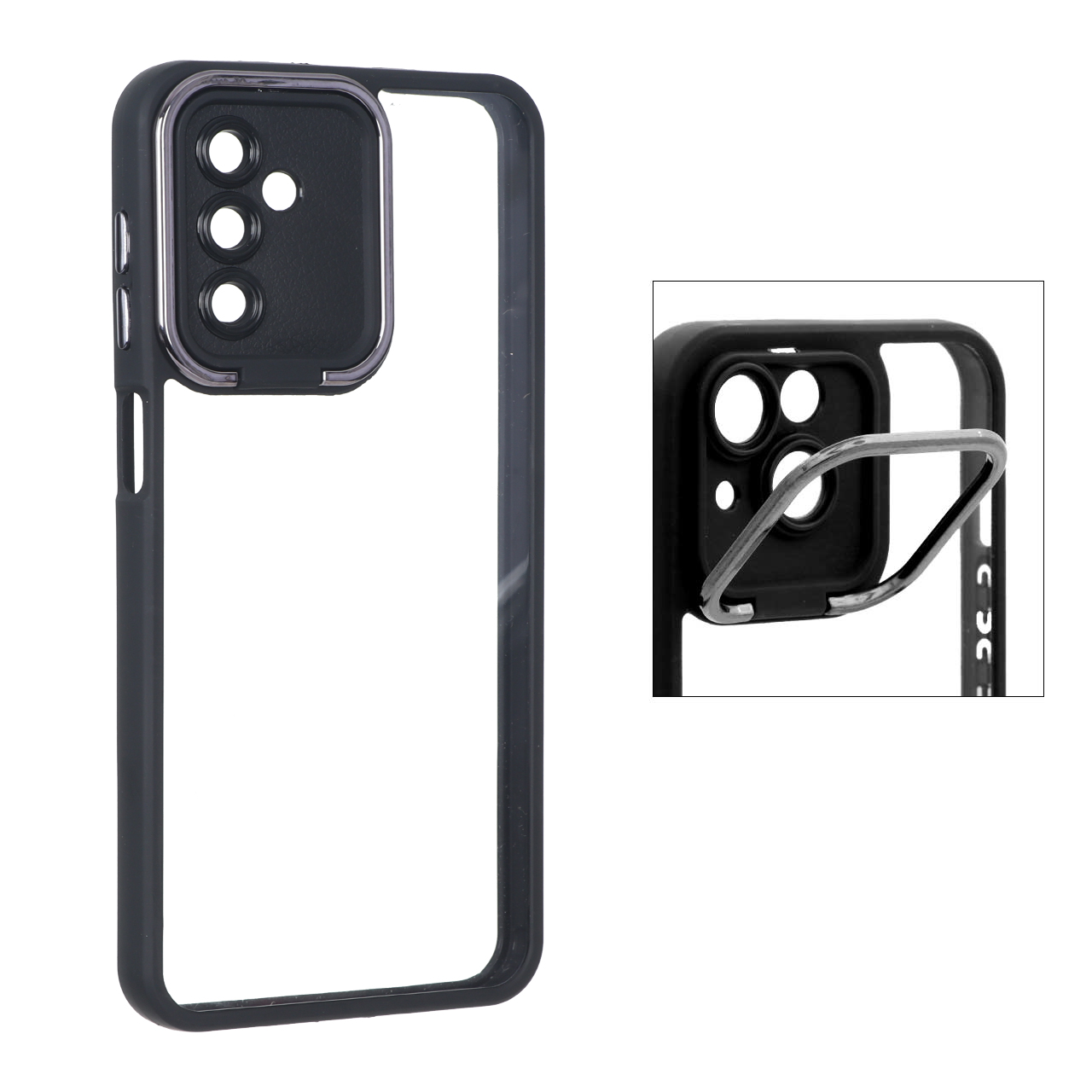 قاب شفاف New skin استند دار Samsung Galaxy A13 5G / A04s / M13 4G / M23 / F13 - مشکی - اسپه کالا قاب شفاف New skin استند دار Samsung Galaxy A13 5G / A04s / M13 4G / M23 / F13 - مشکی - تصویر 1