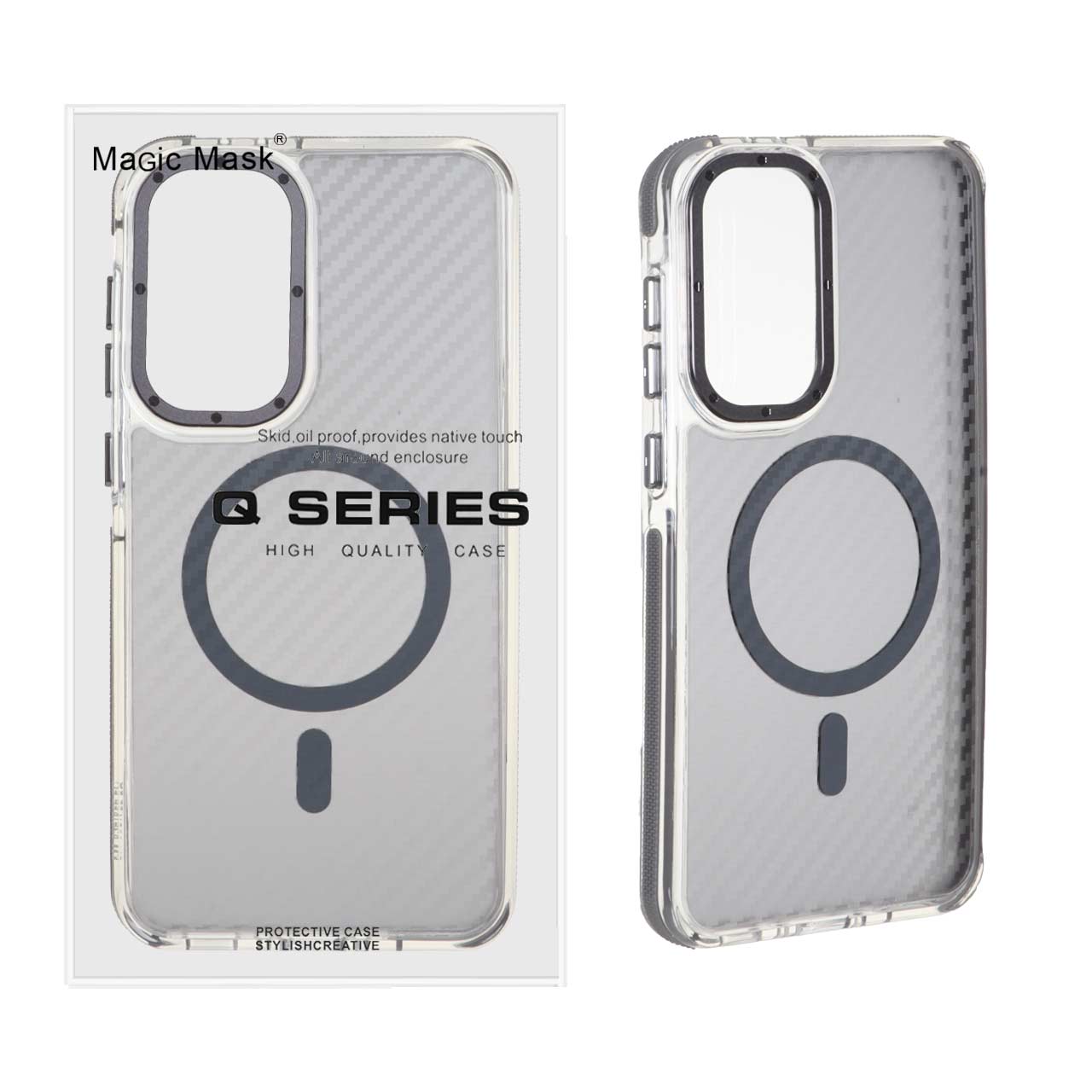 قاب اورجینال Q Series پشت کربن MagSafe مدل Samsung Galaxy A57 - خاکستری (پک دار) - اسپه کالا قاب اورجینال Q Series پشت کربن MagSafe مدل Samsung Galaxy A57 - خاکستری (پک دار) - تصویر 1
