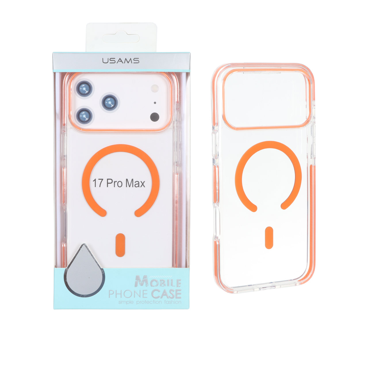 قاب اورجینال Usams پشت سخت شفاف MagSafe دور رنگی Apple iPhone 17 Pro Max - نارنجی (پک دار) - اسپه کالا قاب اورجینال Usams پشت سخت شفاف MagSafe دور رنگی Apple iPhone 17 Pro Max - نارنجی (پک دار) - تصویر 1