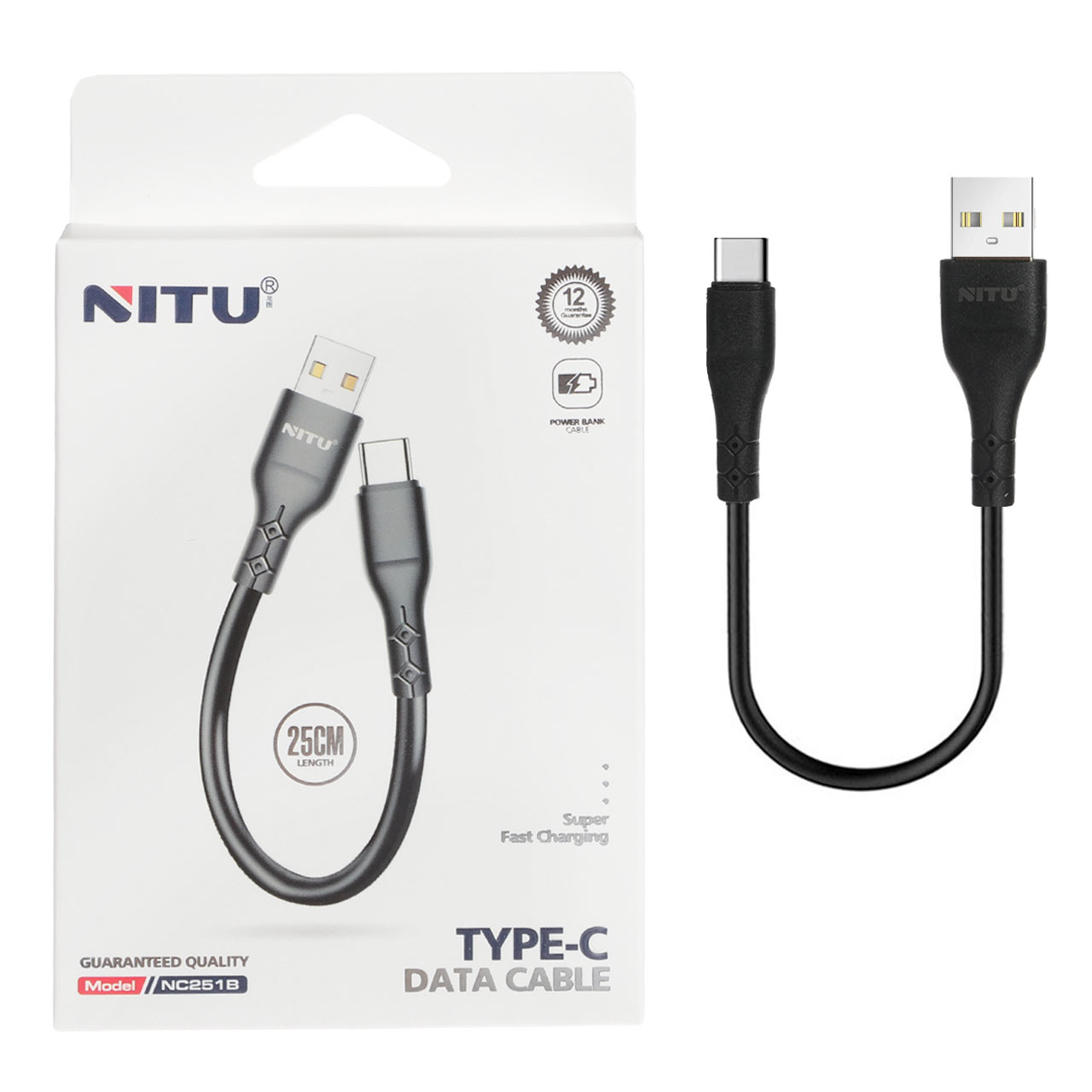 کابل شارژ پاوربانک فست NITU Type-C مدل NC251B - مشکی (گارانتی 18 ماه تعویض نیکان همراه) - اسپه کالا کابل شارژ پاوربانک فست NITU Type-C مدل NC251B - مشکی (گارانتی 18 ماه تعویض نیکان همراه) - تصویر 1