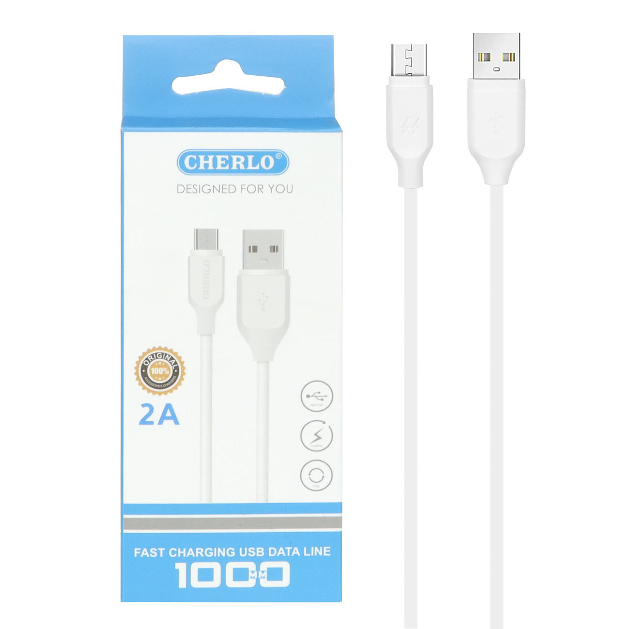 کابل شارژ اندروید CHERLO مدل CH-V801 - سفید - SMO - اسپه کالا کابل شارژ اندروید CHERLO مدل CH-V801 - سفید - SMO - تصویر 1