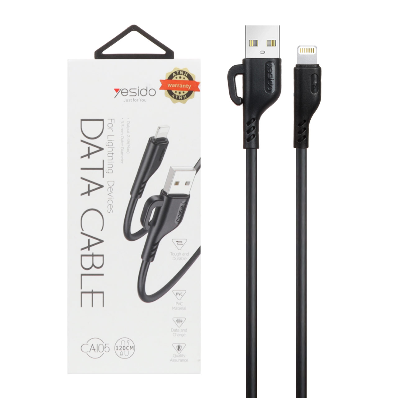 کابل شارژ فست 1.2 متری آیفون Yesido مدل CA105l - مشکی (گارانتی 18 ماه تعویض نیکان همراه) - اسپه کالا کابل شارژ فست 1.2 متری آیفون Yesido مدل CA105l - مشکی (گارانتی 18 ماه تعویض نیکان همراه) - تصویر 1
