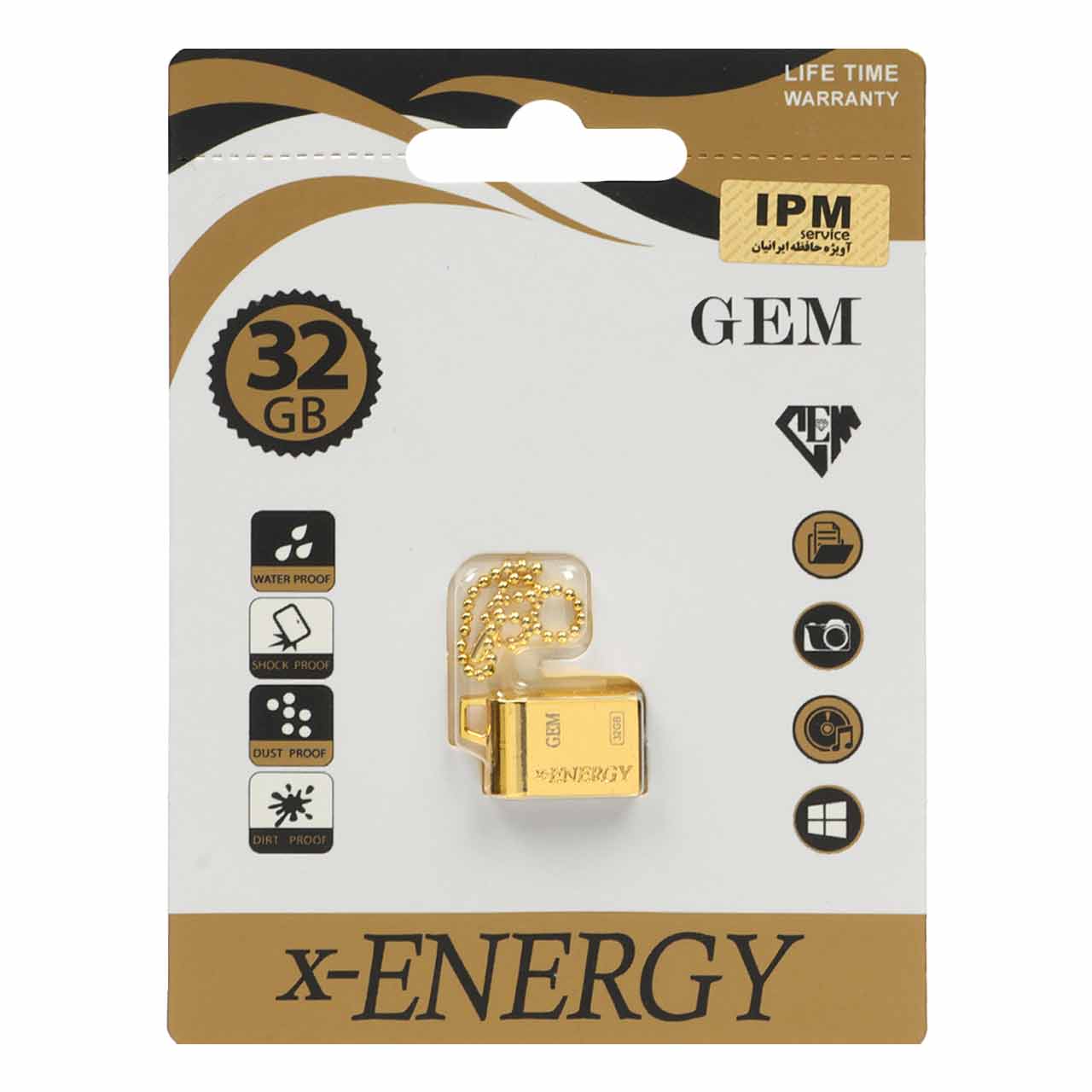 107236 X-ENERGY Golden Gem USB2.0 Flash Memory-32GB (گارانتی مادام العمر IPM) - تصویر 1
