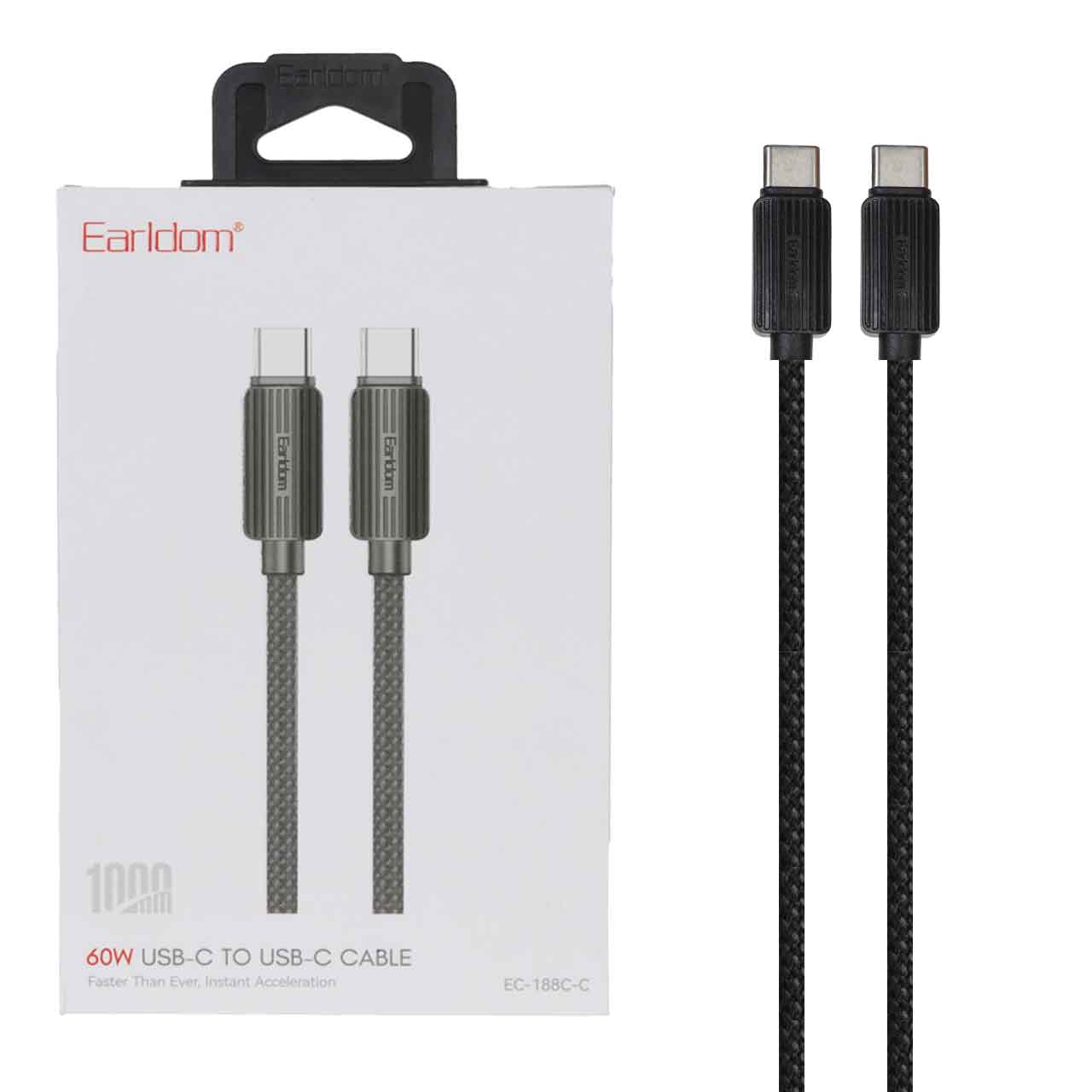 کابل شارژ و دیتا فست کنفی 1 متری Earldom Type-C to Type-C مدل EC-188C-C - مشکی - اسپه کالا کابل شارژ و دیتا فست کنفی 1 متری Earldom Type-C to Type-C مدل EC-188C-C - مشکی - تصویر 1