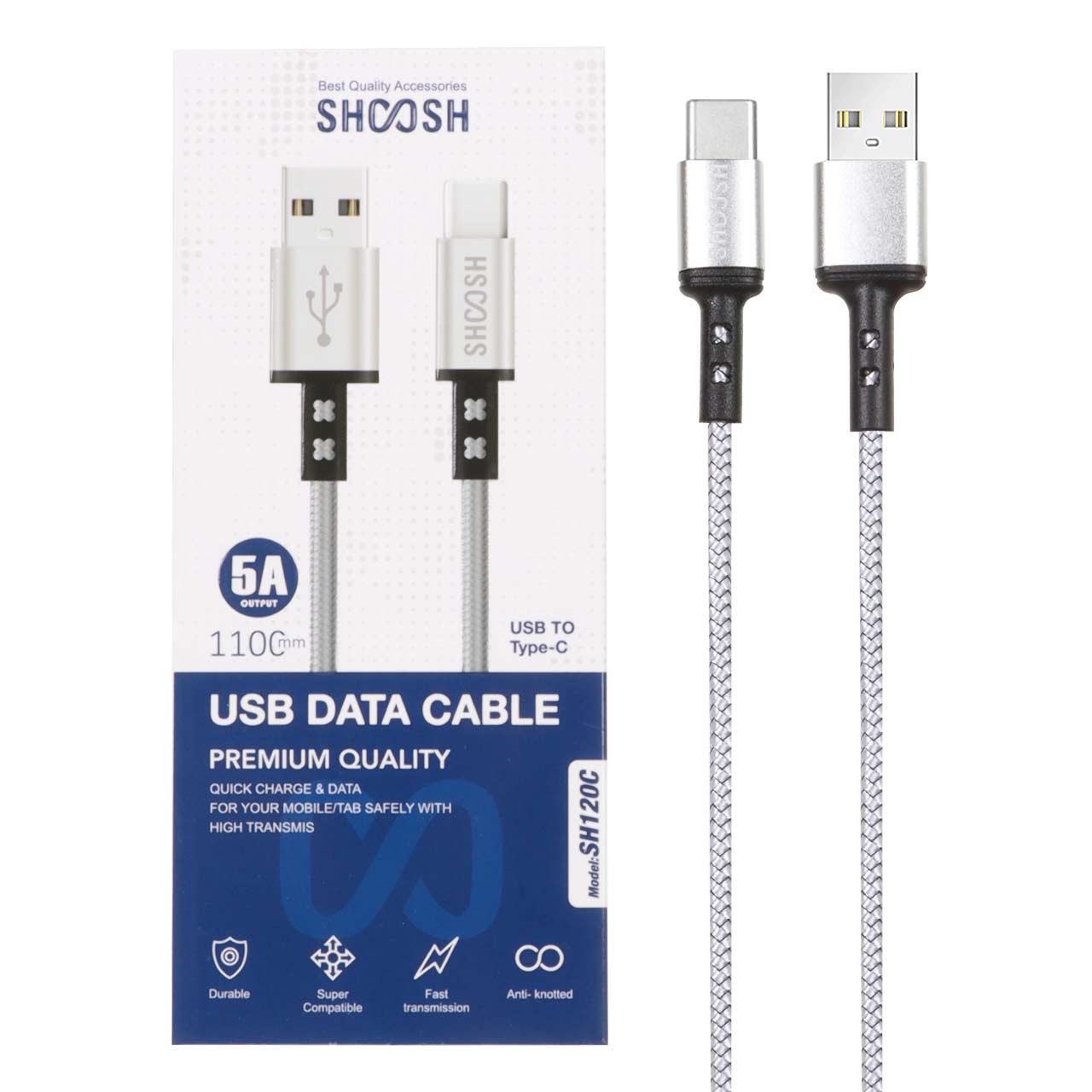 کابل شارژ کنفی 1.1 متری فست Shoosh Type-C مدل SH120C - نقره ای - SMO - اسپه کالا کابل شارژ کنفی 1.1 متری فست Shoosh Type-C مدل SH120C - نقره ای - SMO - تصویر 1