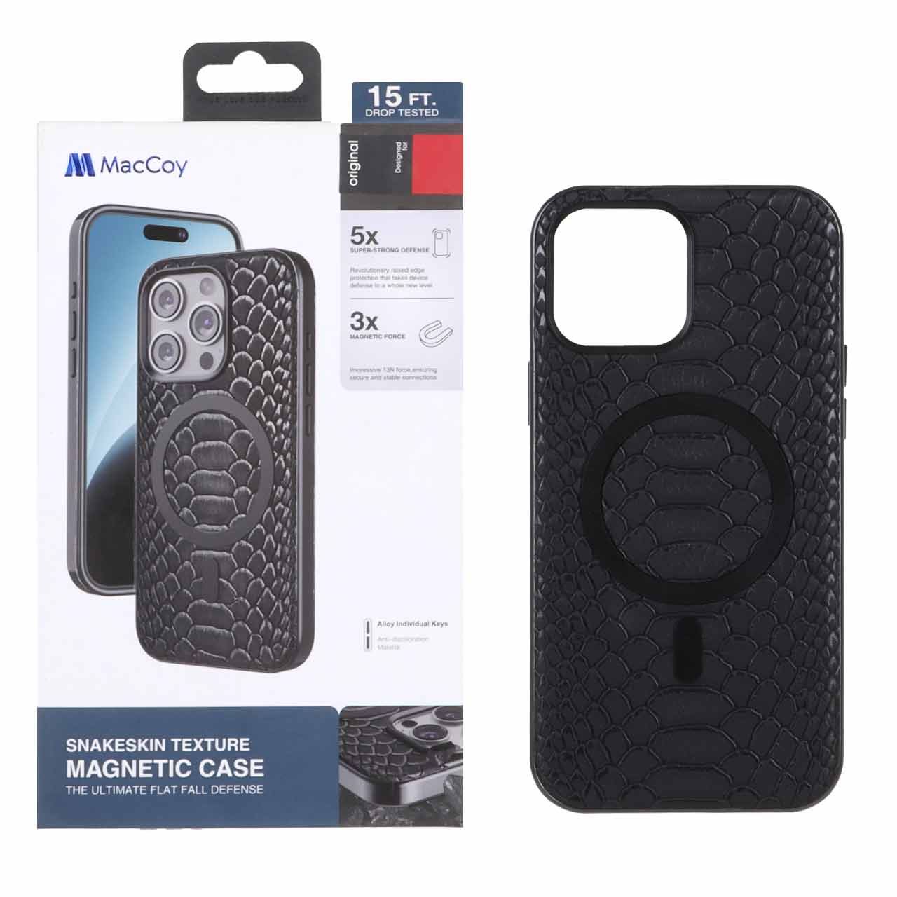 قاب اورجینال MacCoy چرمی پوست ماری MagSafe مدل Apple iPhone 13 Pro Max - مشکی (پک دار) - اسپه کالا قاب اورجینال MacCoy چرمی پوست ماری MagSafe مدل Apple iPhone 13 Pro Max - مشکی (پک دار) - تصویر 1