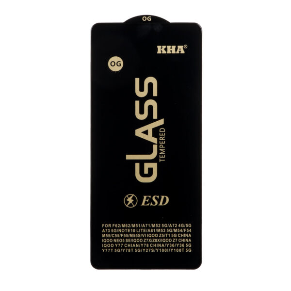 محافظ صفحه نمایش شیشه ای درجه یک Full Cover OG - ESD KHA مدل Samsung Galaxy A71 / A72 / A73 / M51 / M52 / M53 / M54 / M62 / Note 12 Pro 5G / Note 12 Pro Plus / Poco X5 Pro / Poco F5