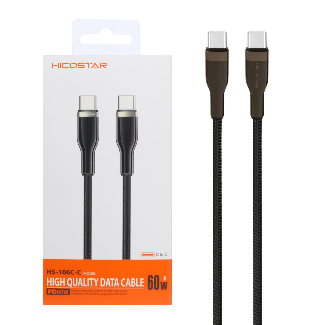 کابل شارژ PD و فست Hicostar Type-C to Type-C مدل HS-106C-C 60W - مشکی - اسپه کالا کابل شارژ PD و فست Hicostar Type-C to Type-C مدل HS-106C-C 60W - مشکی - تصویر 1