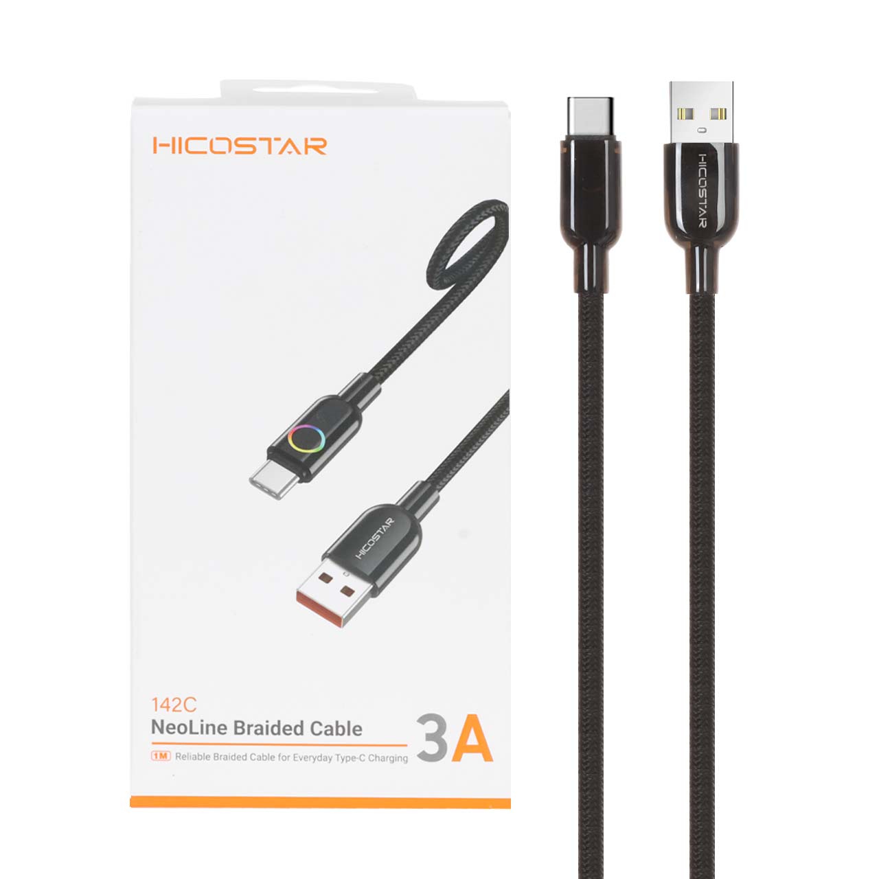 کابل شارژ فست Hicostar Type-C مدل142C - مشکی - اسپه کالا کابل شارژ فست Hicostar Type-C مدل142C - مشکی - تصویر 1