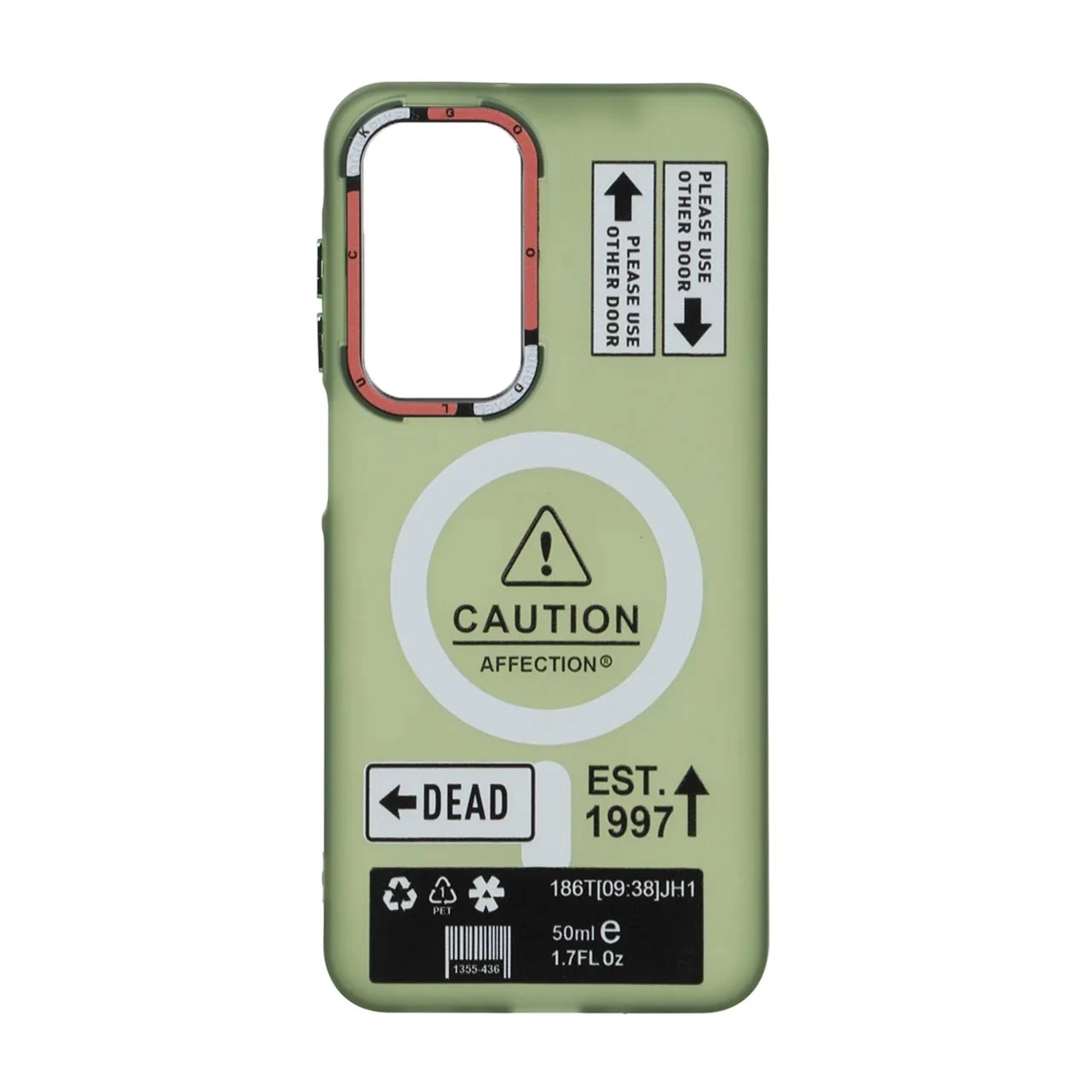 1663952 قاب Caution مات طرح مگ سیف دکمه متال Samsung Galaxy A17 / A26 - سبز - تصویر 1