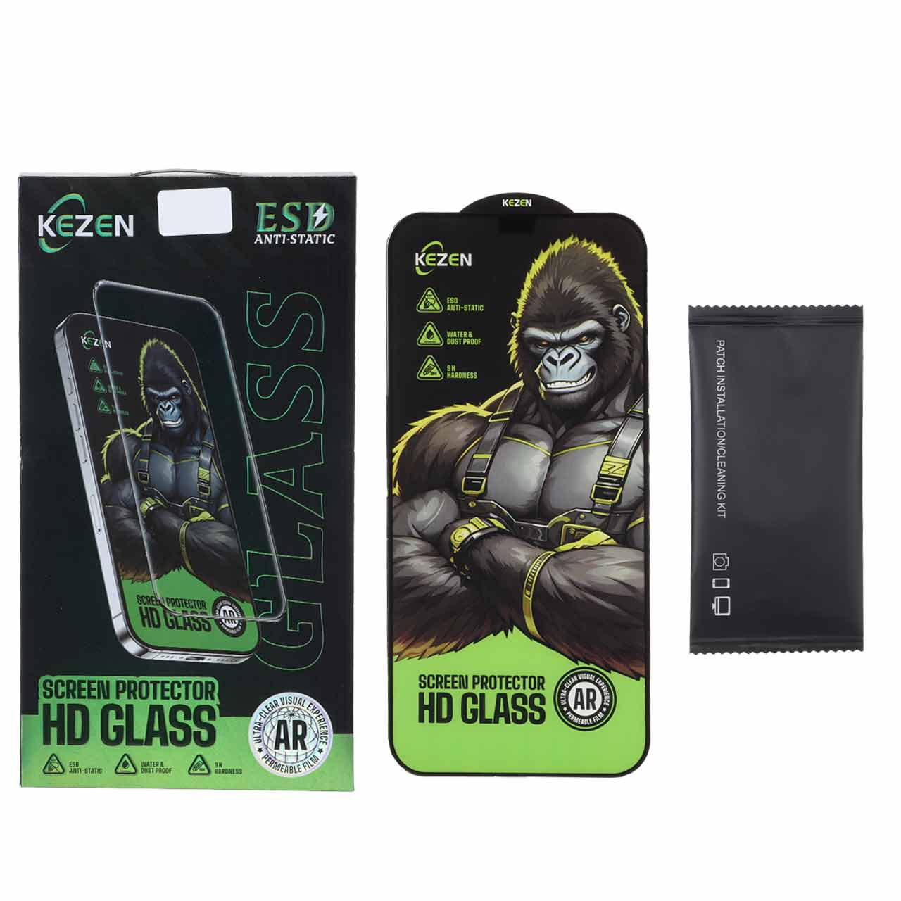 1666826 محافظ صفحه نمایش شیشه ای Full Cover Kezen Anti Static ESD مدل Apple iPhone 11 / iPhone XR (پک دار) - تصویر 1