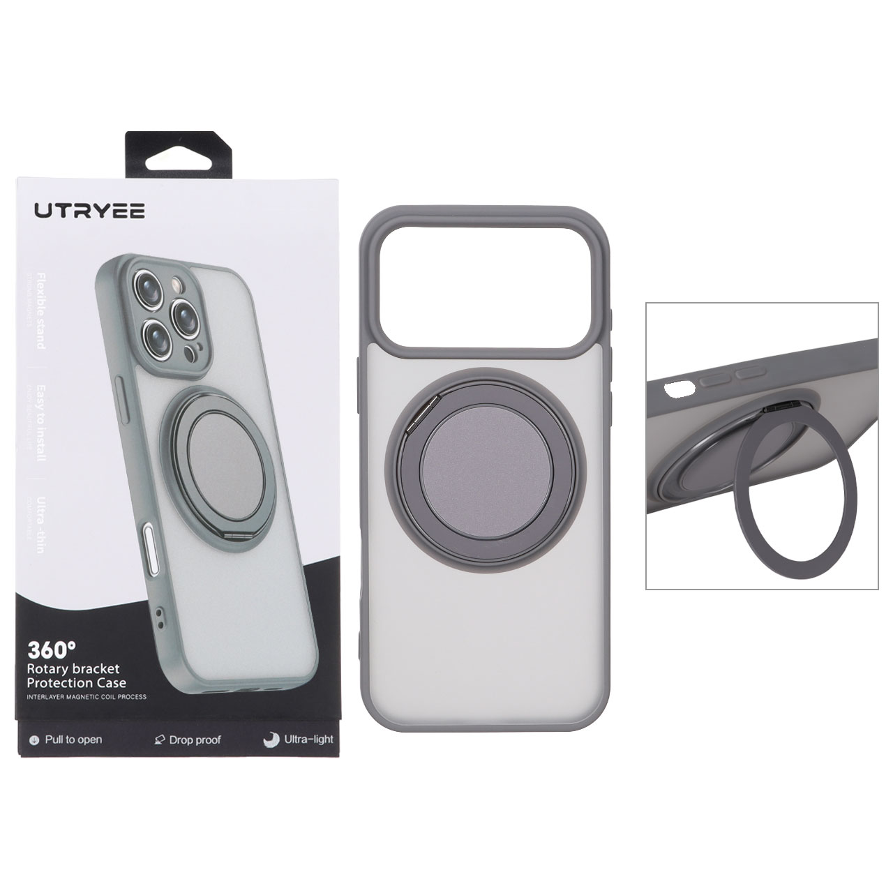 قاب اورجینال UTRYEE مات MagSafe لوپ استندشو Apple iPhone 17 Pro - خاکستری (پک دار) - اسپه کالا قاب اورجینال UTRYEE مات MagSafe لوپ استندشو Apple iPhone 17 Pro - خاکستری (پک دار) - تصویر 1