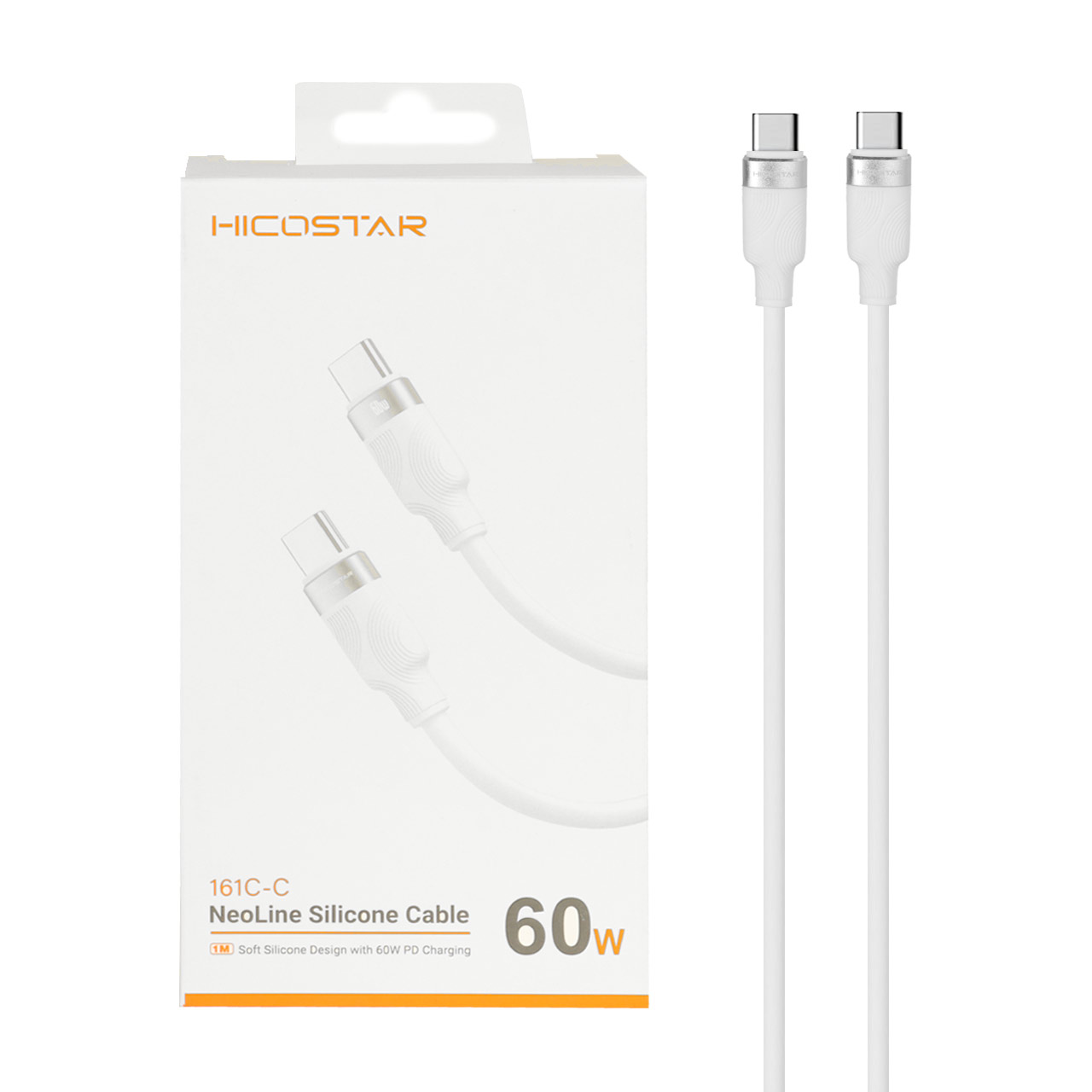 کابل شارژ PD و فست Hicostar Type-C to Type-C مدل 161C-C 60W - سفید - اسپه کالا کابل شارژ PD و فست Hicostar Type-C to Type-C مدل 161C-C 60W - سفید - تصویر 1