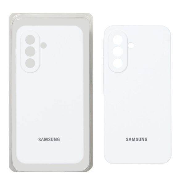 قاب سیلیکونی پاک کنی محافظ لنزدار اورجینال Samsung Galaxy A57 - سفید (پک اصلی)