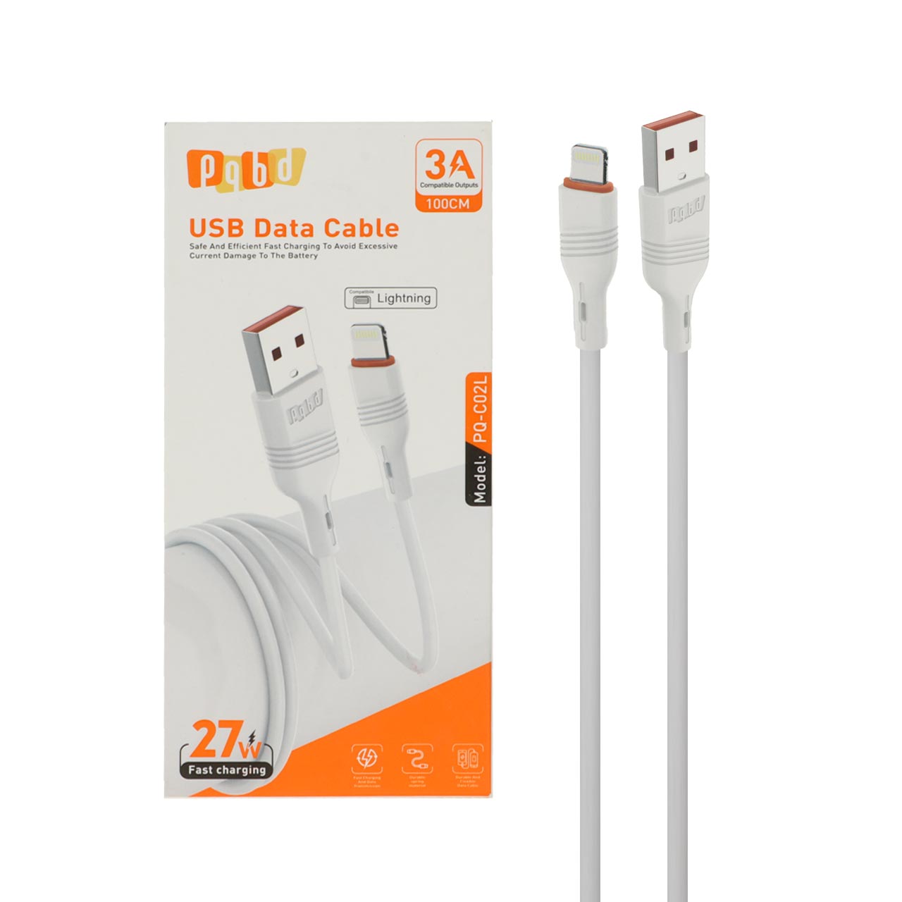کابل شارژ فست آیفون pqbd مدل PQ-C02L - سفید - اسپه کالا کابل شارژ فست آیفون pqbd مدل PQ-C02L - سفید - تصویر 1