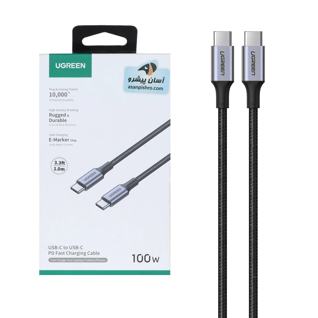 کابل شارژ PD و فست UGREEN Type-C To Type-C مدل 70427 100W - مشکی - اسپه کالا کابل شارژ PD و فست UGREEN Type-C To Type-C مدل 70427 100W - مشکی - تصویر 1