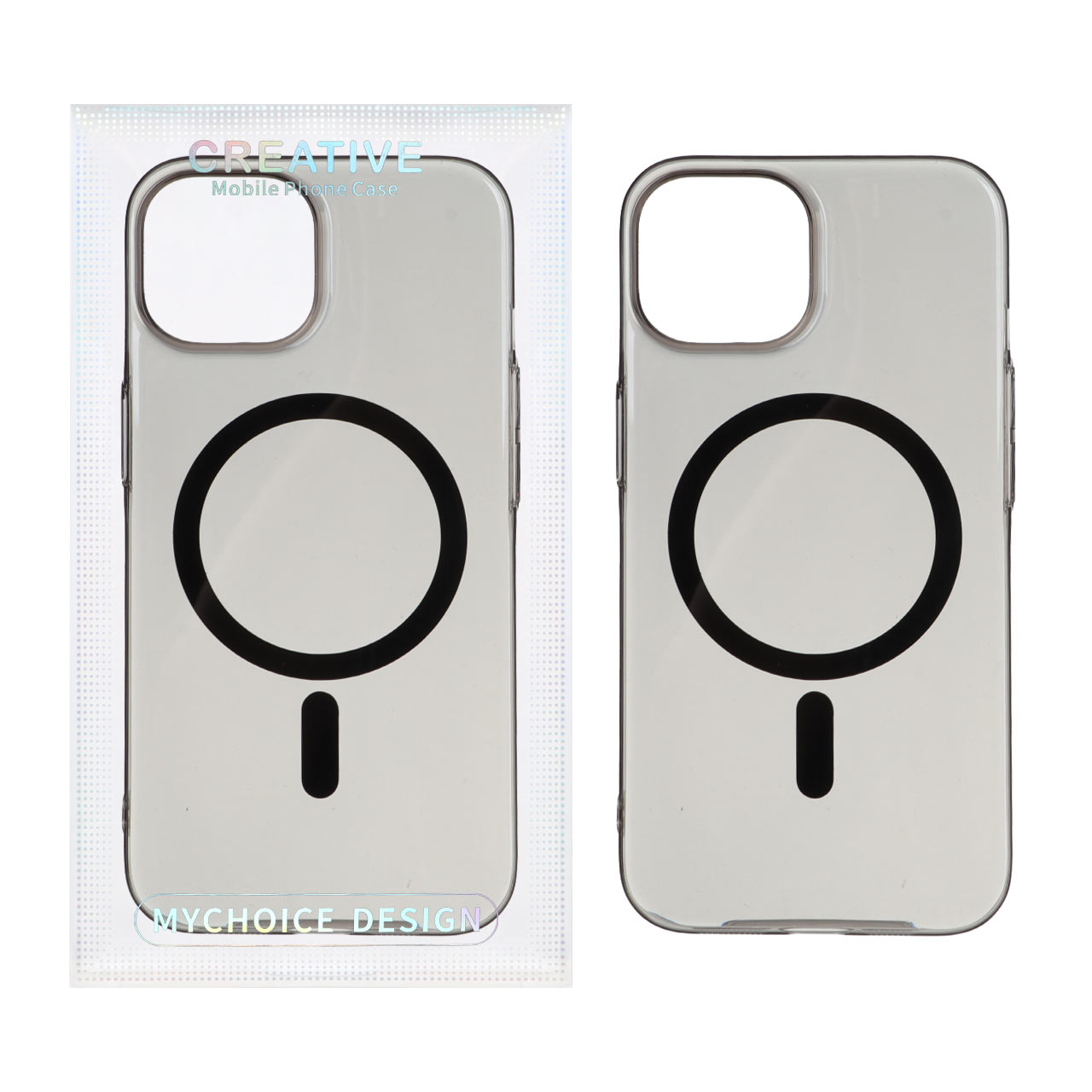 4590260 قاب اورجینال کریستالی MagSafe شفاف Creative مدل Apple iPhone 15 / iPhone 14 / iPhone 13 - مشکی (پک دار) - تصویر 1