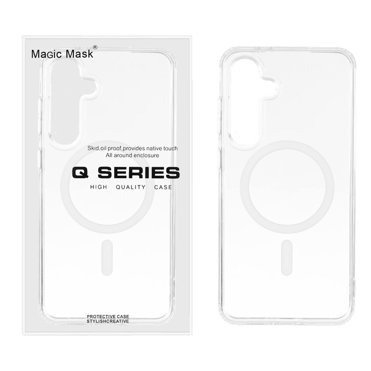 4596528 قاب اورجینال Magic Mask پشت سخت شفاف MagSafe دور ژله ای Samsung Galaxy S24 FE - سفید (پک دار) - تصویر 1