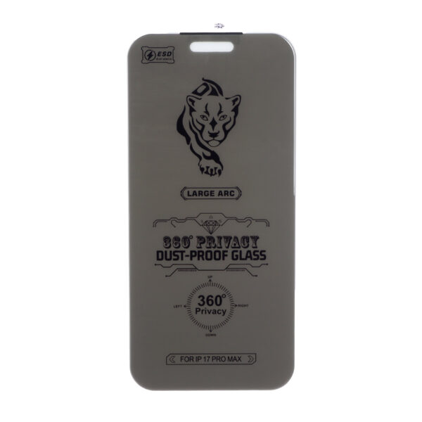 محافظ صفحه نمایش شیشه ای YongPoly 360 ESD Privacy بدون حاشیه توری دار Apple iPhone 17 Pro Max