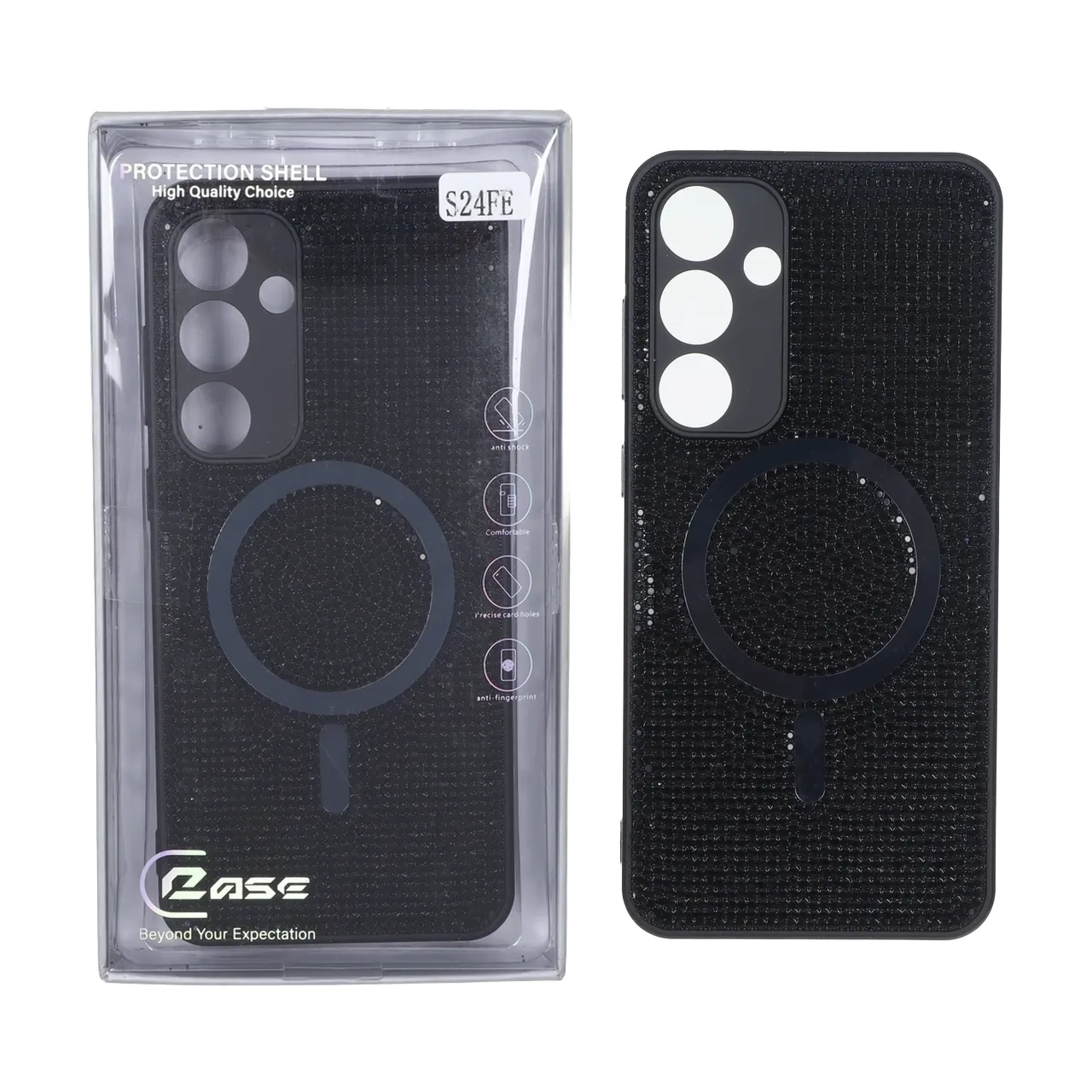 قاب C Case نگین دار MagSafe هولوگرامی محافظ لنزدار Samsung Galaxy S24 FE - مشکی (پک دار) - اسپه کالا قاب C Case نگین دار MagSafe هولوگرامی محافظ لنزدار Samsung Galaxy S24 FE - مشکی (پک دار) - تصویر 1