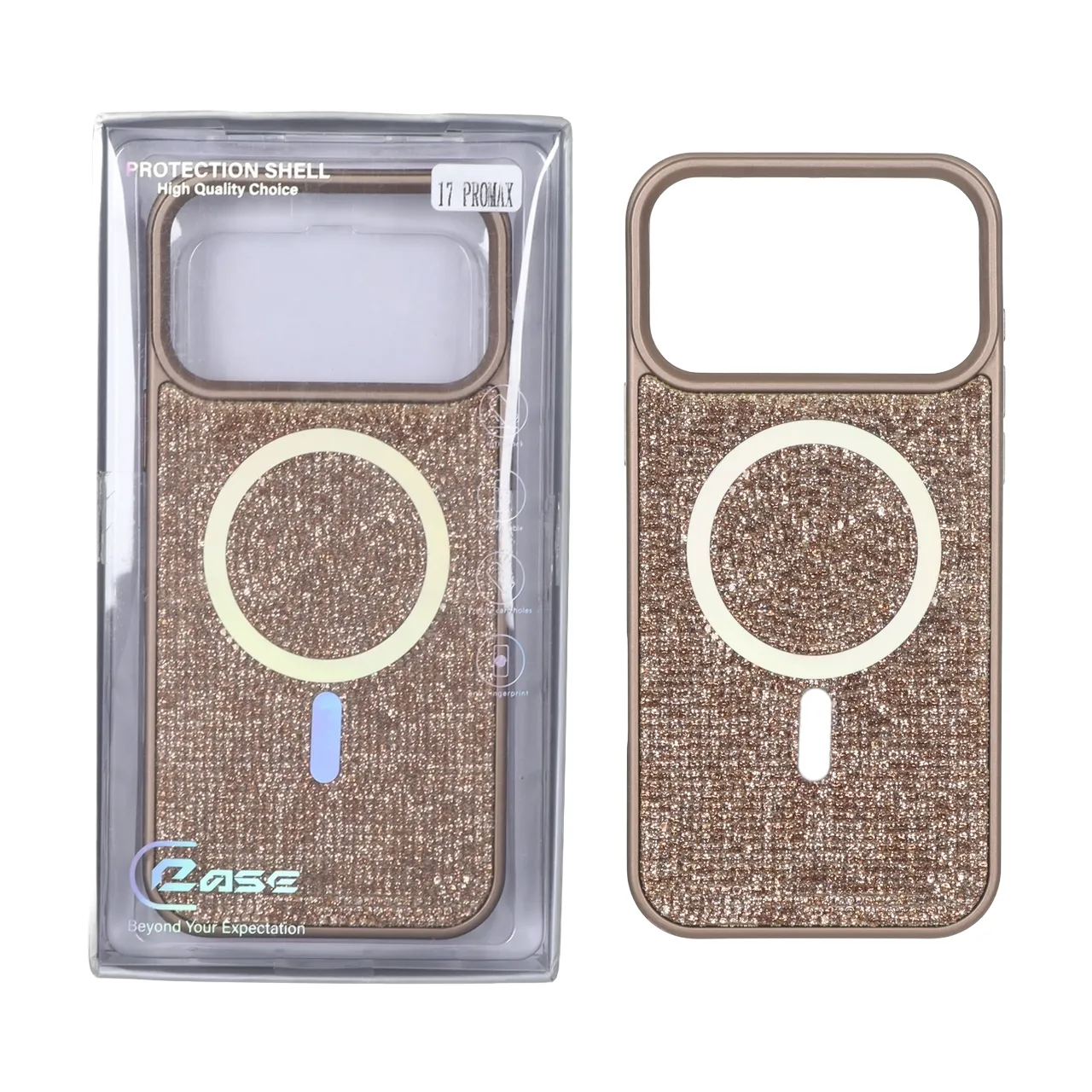 قاب C Case نگین دار MagSafe هولوگرامی محافظ لنزدار Apple iPhone 17 Pro Max - صحرایی (پک دار) - اسپه کالا قاب C Case نگین دار MagSafe هولوگرامی محافظ لنزدار Apple iPhone 17 Pro Max - صحرایی (پک دار) - تصویر 1