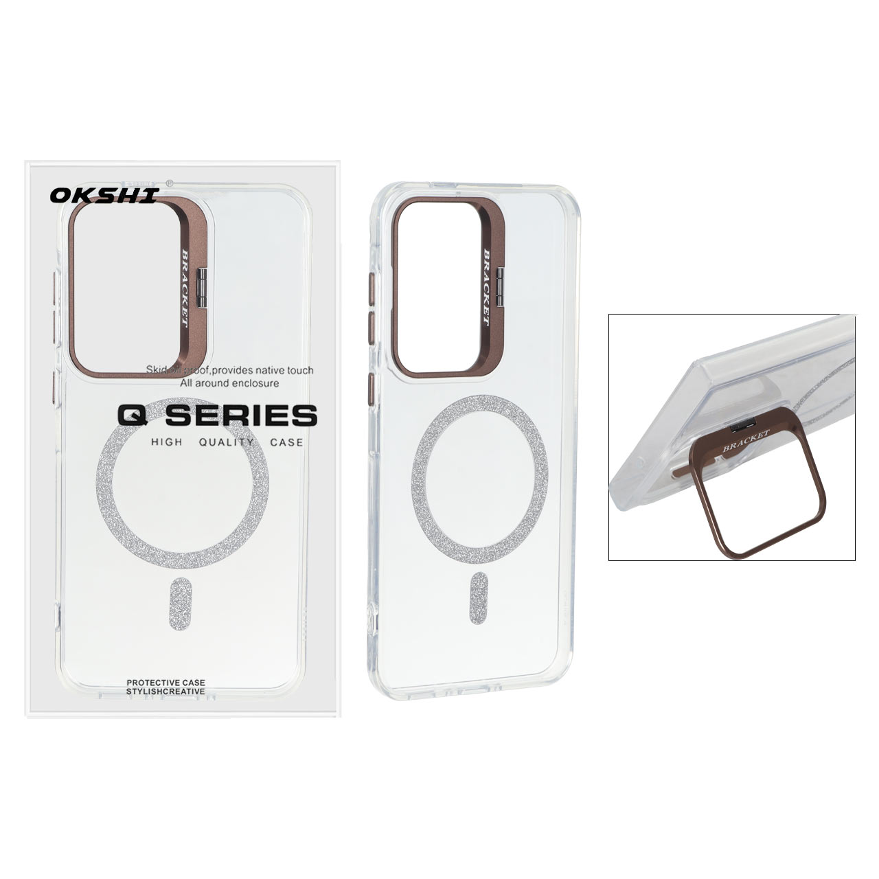 قاب Bracket شفاف Magsafe اکلیلی Samsung Galaxy A56 / A36 - قهوه ای (پک دار) - اسپه کالا قاب Bracket شفاف Magsafe اکلیلی Samsung Galaxy A56 / A36 - قهوه ای (پک دار) - تصویر 1