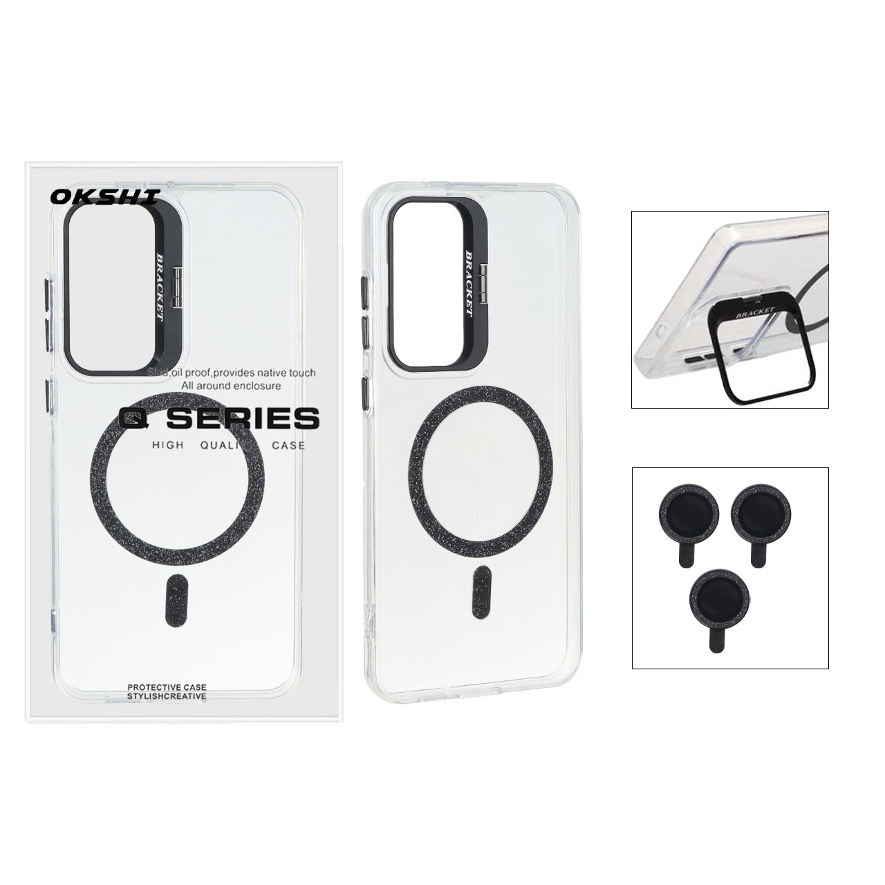 قاب Bracket شفاف Magsafe اکلیلی با ست محافظ لنز رینگی Samsung Galaxy S24 FE - مشکی (پک دار) - اسپه کالا قاب Bracket شفاف Magsafe اکلیلی با ست محافظ لنز رینگی Samsung Galaxy S24 FE - مشکی (پک دار) - تصویر 1