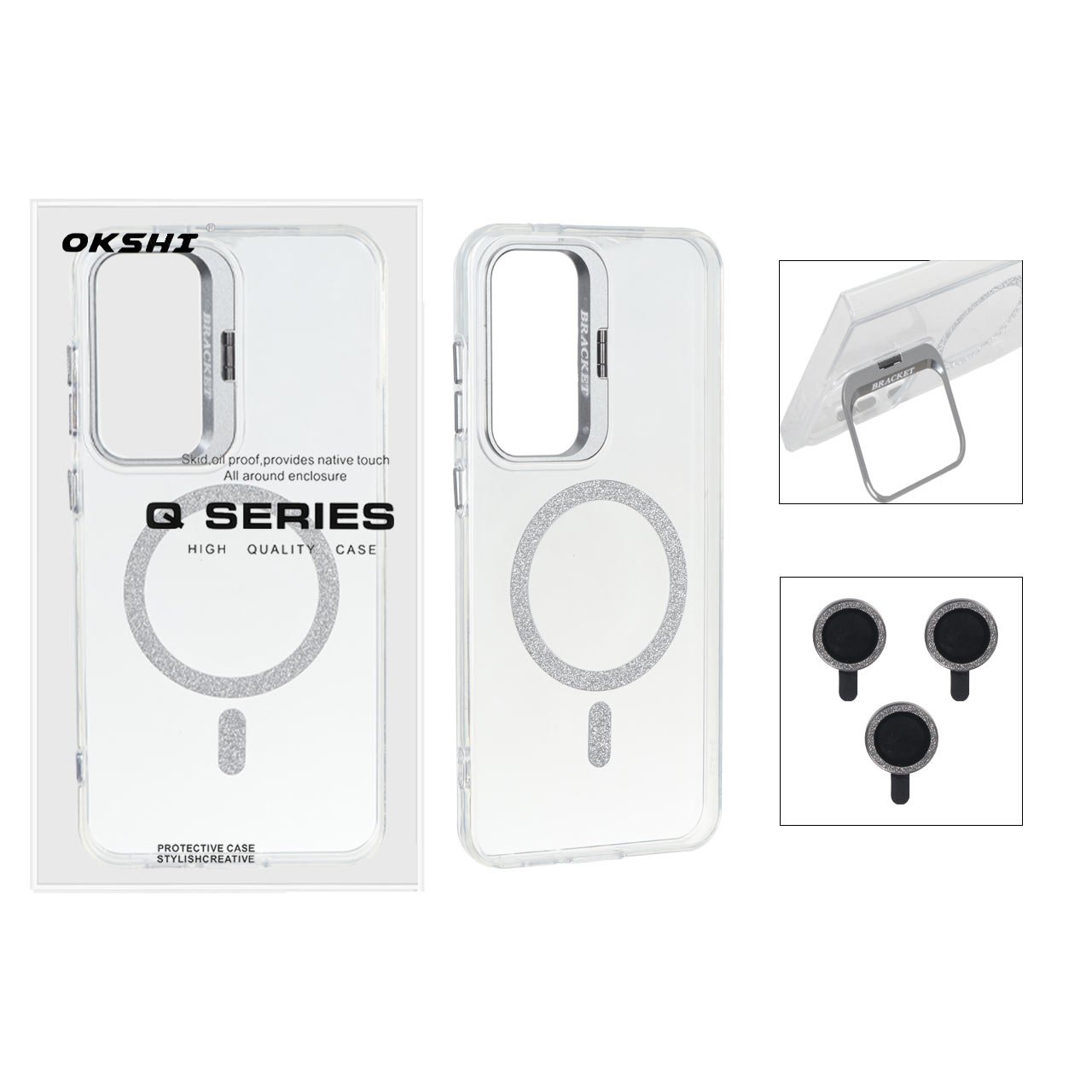 قاب Bracket شفاف Magsafe اکلیلی با ست محافظ لنز رینگی Samsung Galaxy S25 FE - نقره ای (پک دار) - اسپه کالا قاب Bracket شفاف Magsafe اکلیلی با ست محافظ لنز رینگی Samsung Galaxy S25 FE - نقره ای (پک دار) - تصویر 1