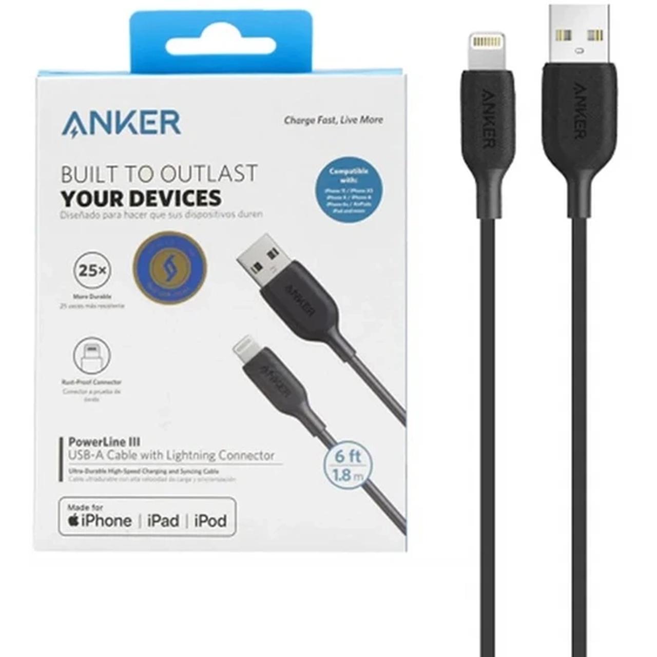 کابل شارژ 1.8 متری آیفون ANKER مدل PowerLine III A8813 - مشکی (گارانتی 18 ماهه شرکتی) - اسپه کالا کابل شارژ 1.8 متری آیفون ANKER مدل PowerLine III A8813 - مشکی (گارانتی 18 ماهه شرکتی) - تصویر 1
