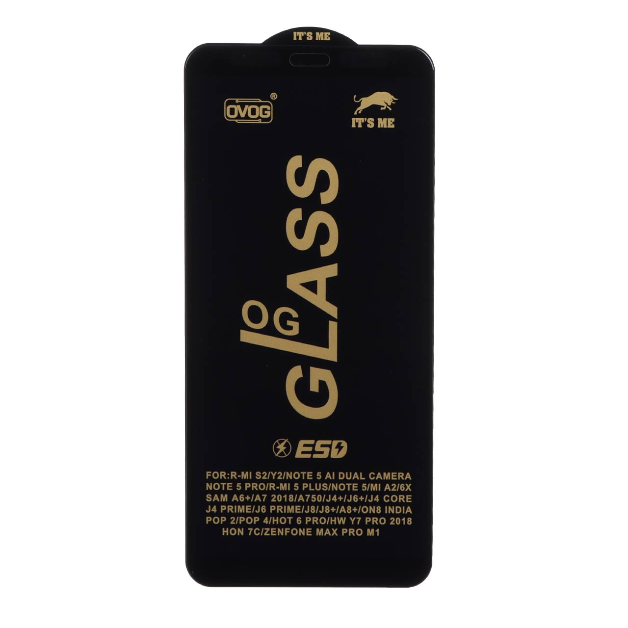 535348 محافظ صفحه نمایش شیشه ای درجه یک Samsung Galaxy A750 / J4 Core / J4 Plus / J6 Plus / J8 / A8 Plus / A6 Plus / A7 2018 - Full Cover OG - ESD OVOG - مشکی (بدون پک) - تصویر 1