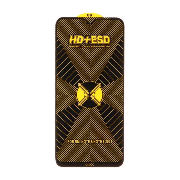 محافظ صفحه نمایش شیشه ای مشکی Full Cover HD Plus ESD مدل Xiaomi Redmi Note 8 / Redmi 8 / Redmi 8a