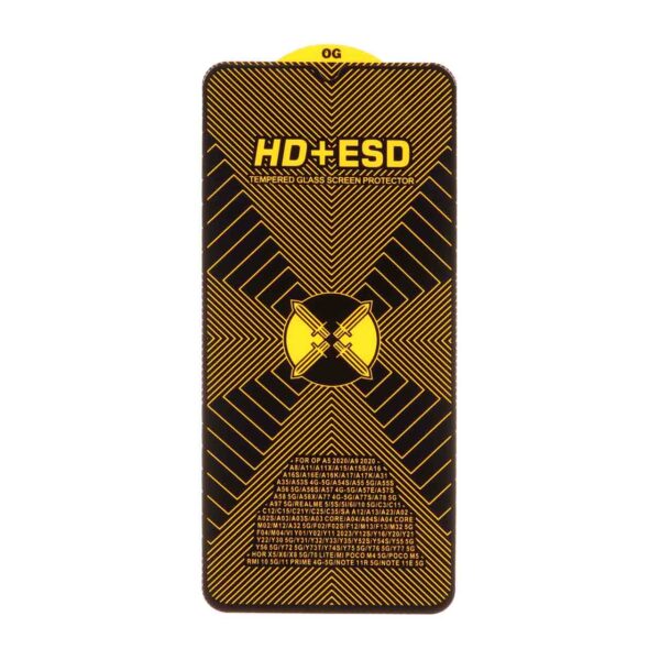 محافظ صفحه نمایش شیشه ای مشکی Full Cover HD Plus ESD مدل Samsung Galaxy A12 /A02 / A02S/ A03 / A03S / A03 CORE / A04 / A04S / A04E / A13 / A23 / A32 5G / M02 / M02S / M04 / M12 / M13 / M23 / M32 5G / M33 5G / F12 / F13 / F23