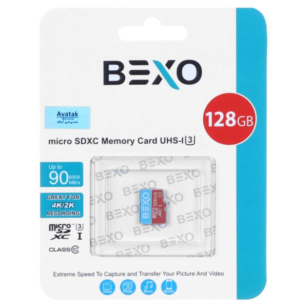 BEXO microSDXC UHS-I U3 Class10-90MB/s - 128GB (گارانتی داده پردازی آواتک)