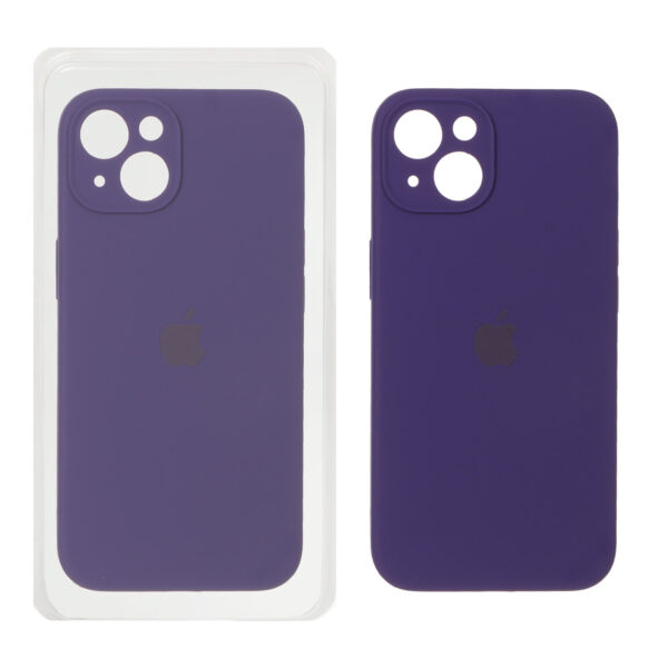 قاب سیلیکونی پاک کنی محافظ لنزدار اورجینال Apple iPhone 13 / iPhone 14 - بنفش تیره (پک اصلی)
