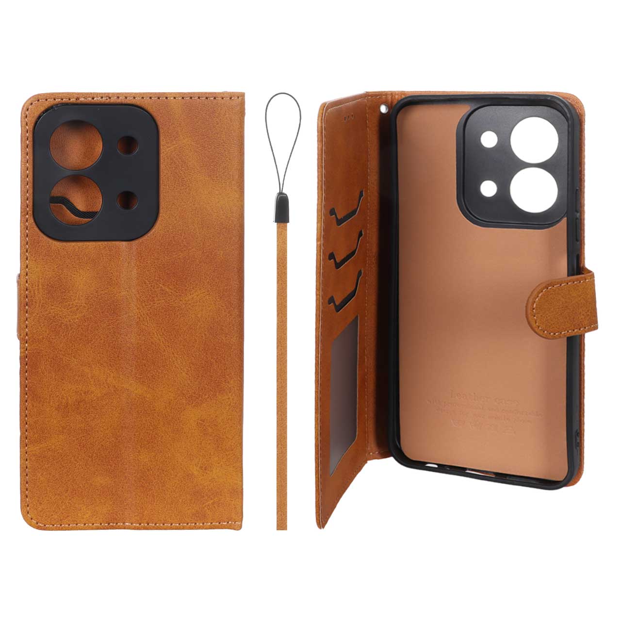 1608220 کیف موبایل مگنتی درجه یک داخل خز MNC Plus مدل Xiaomi Redmi 15C / Poco C85 - عسلی - تصویر 1