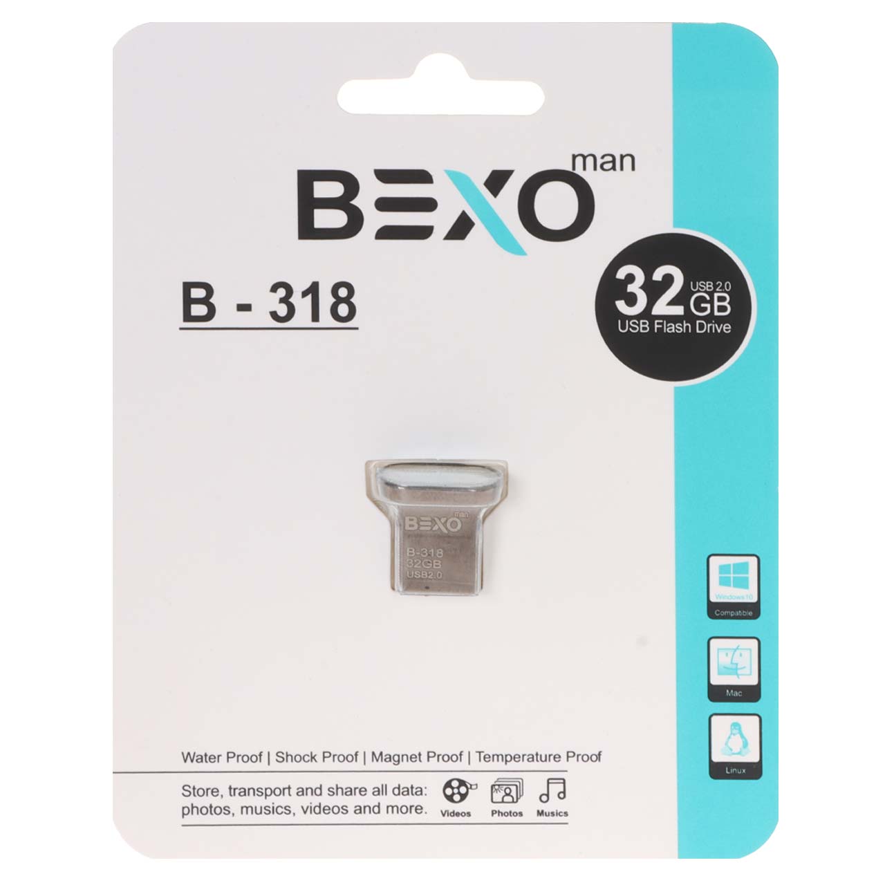 1670576 فلش مموری BEXO USB2.0 مدل B-318 ظرفیت 32GB - مشکی (گارانتی داده پردازی آواتک) - تصویر 1
