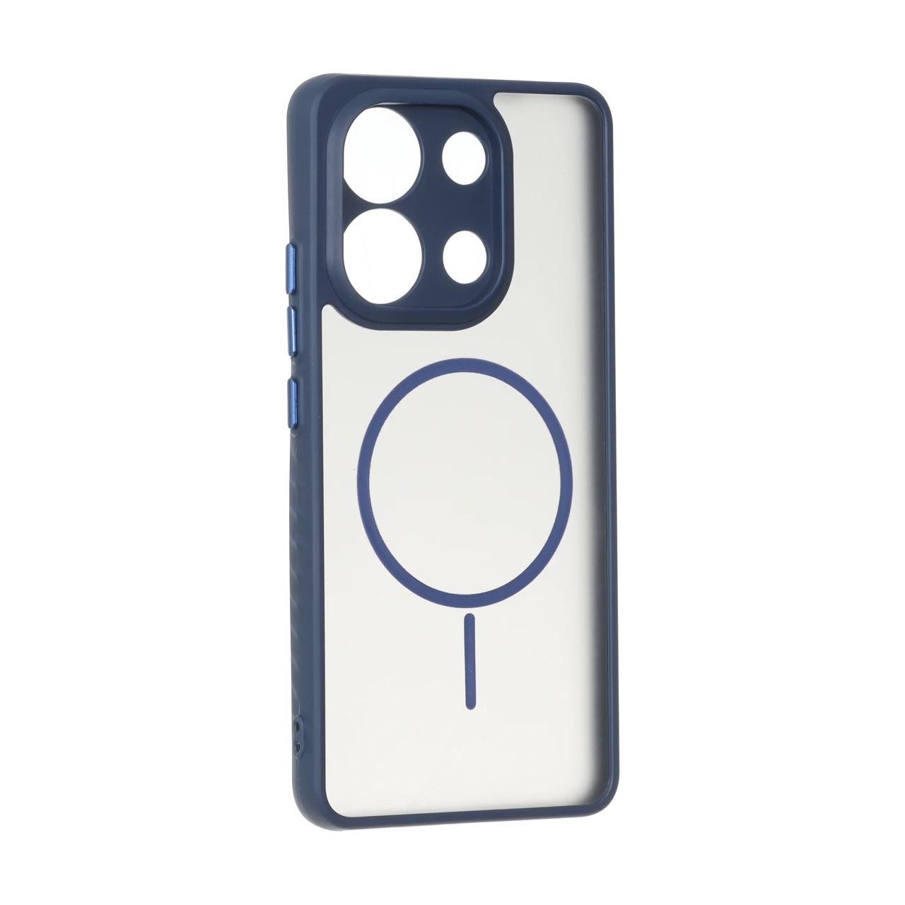 4583472 قاب مات طرح مگ سیف دور هاشور محافظ لنزدار Xiaomi Redmi Note 13 4G - سرمه ای - تصویر 1