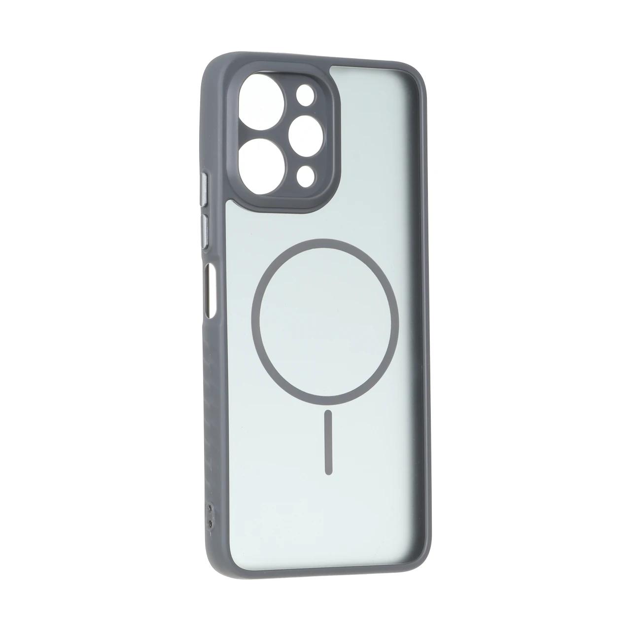 4583506 قاب مات طرح مگ سیف دور هاشور محافظ لنزدار Xiaomi Redmi 12 / Poco M6 Pro 5G - خاکستری - تصویر 1