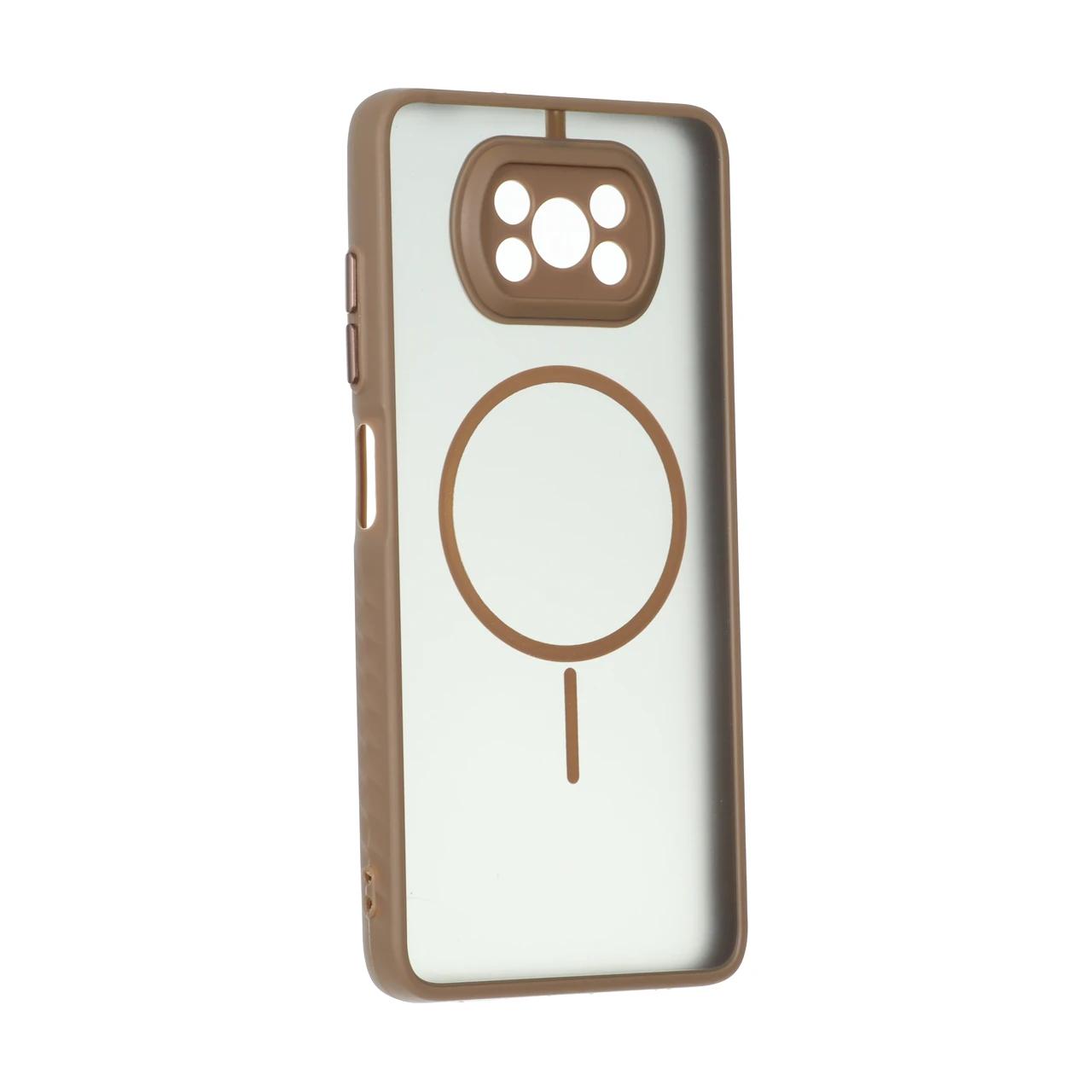 4583524 قاب مات طرح مگ سیف دور هاشور محافظ لنزدار Xiaomi Poco X3 / Poco X3 Pro / Poco X3 NFC - قهوه ای - تصویر 1