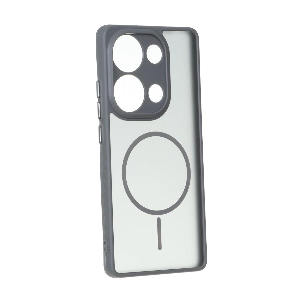 4583554 قاب مات طرح مگ سیف دور هاشور محافظ لنزدار Xiaomi Redmi Note 14S / Note 13 Pro 4G / Poco M6 Pro 4G - خاکستری - تصویر 1