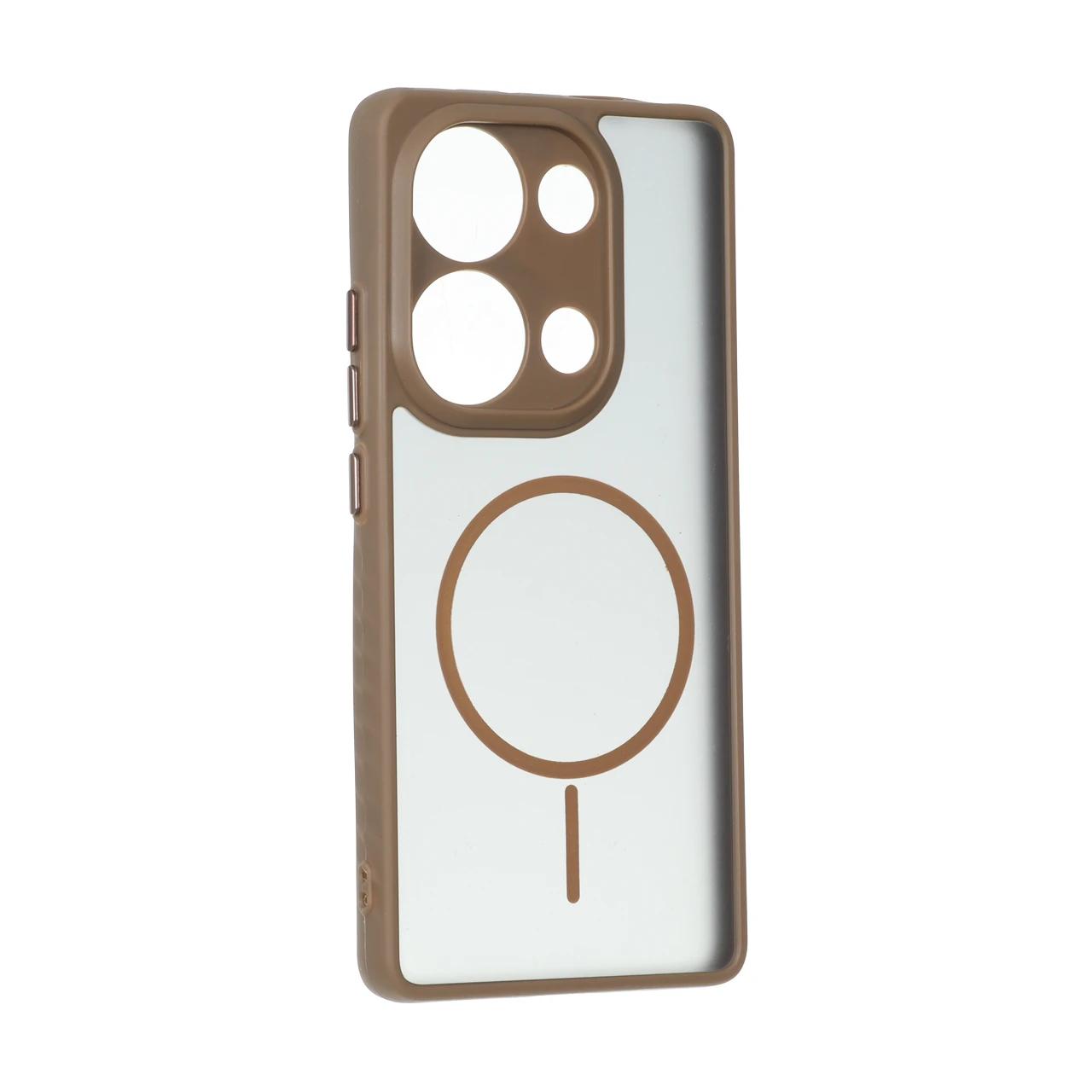 4583556 قاب مات طرح مگ سیف دور هاشور محافظ لنزدار Xiaomi Redmi Note 14S / Note 13 Pro 4G / Poco M6 Pro 4G - قهوه ای - تصویر 1
