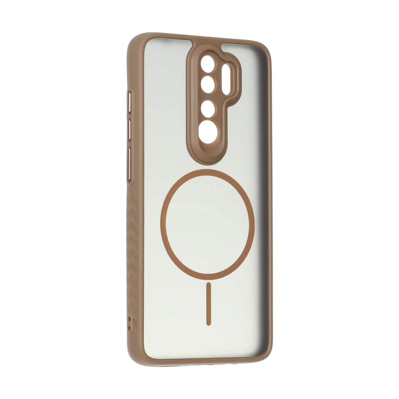 4583572-1 قاب مات طرح مگ سیف دور هاشور محافظ لنزدار Xiaomi Redmi Note 8 Pro - قهوه ای - تصویر 1