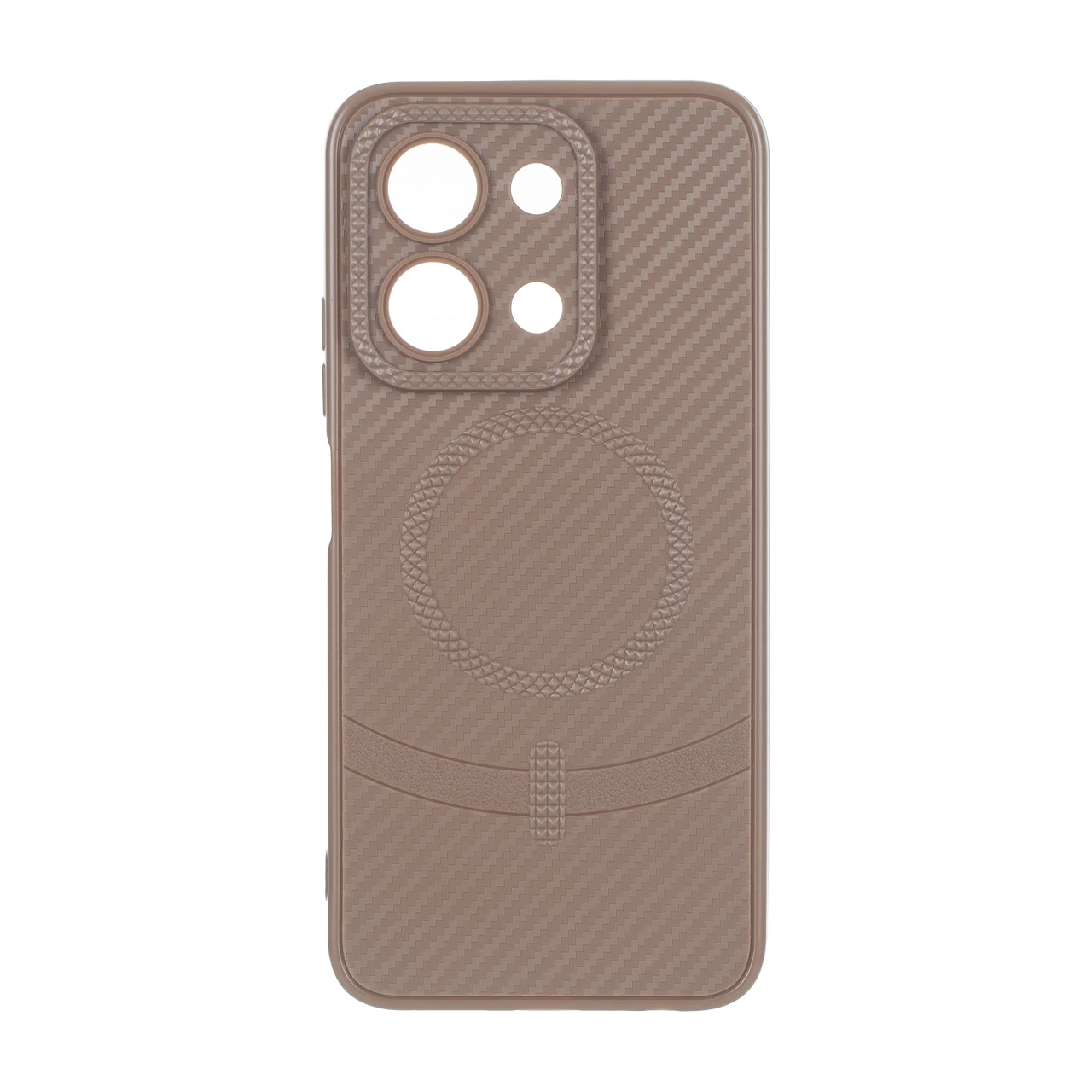 قاب هاشور لنز برجسته طرح مگ سیف سوزنی Xiaomi Redmi 15C / Poco C85 – نسکافه ای — تصویر ۲