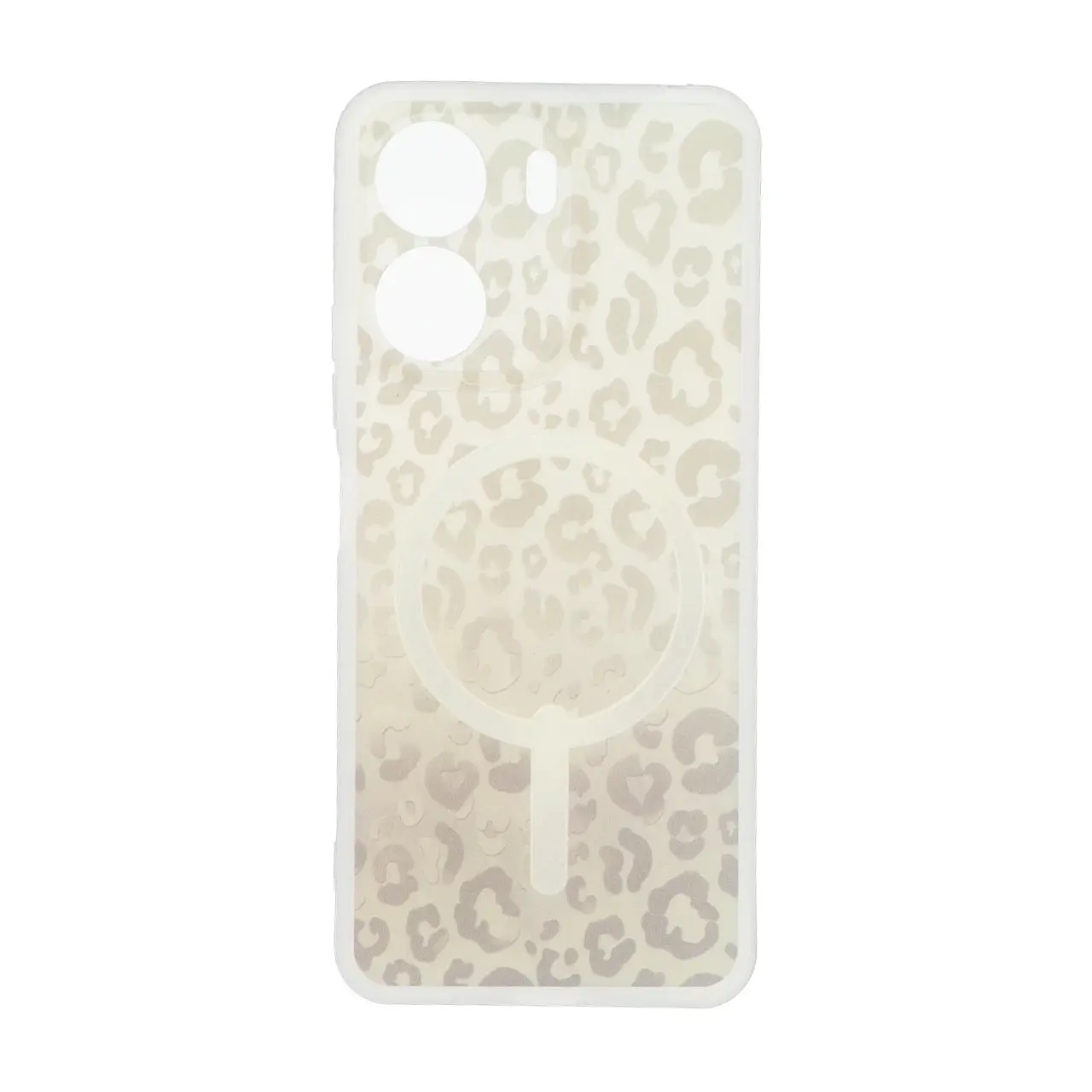 4630416 قاب ژله ای پلنگی طرح مگ سیف دور مات محافظ لنزدار Xiaomi Redmi 13C / Poco C65 - کرم - تصویر 1