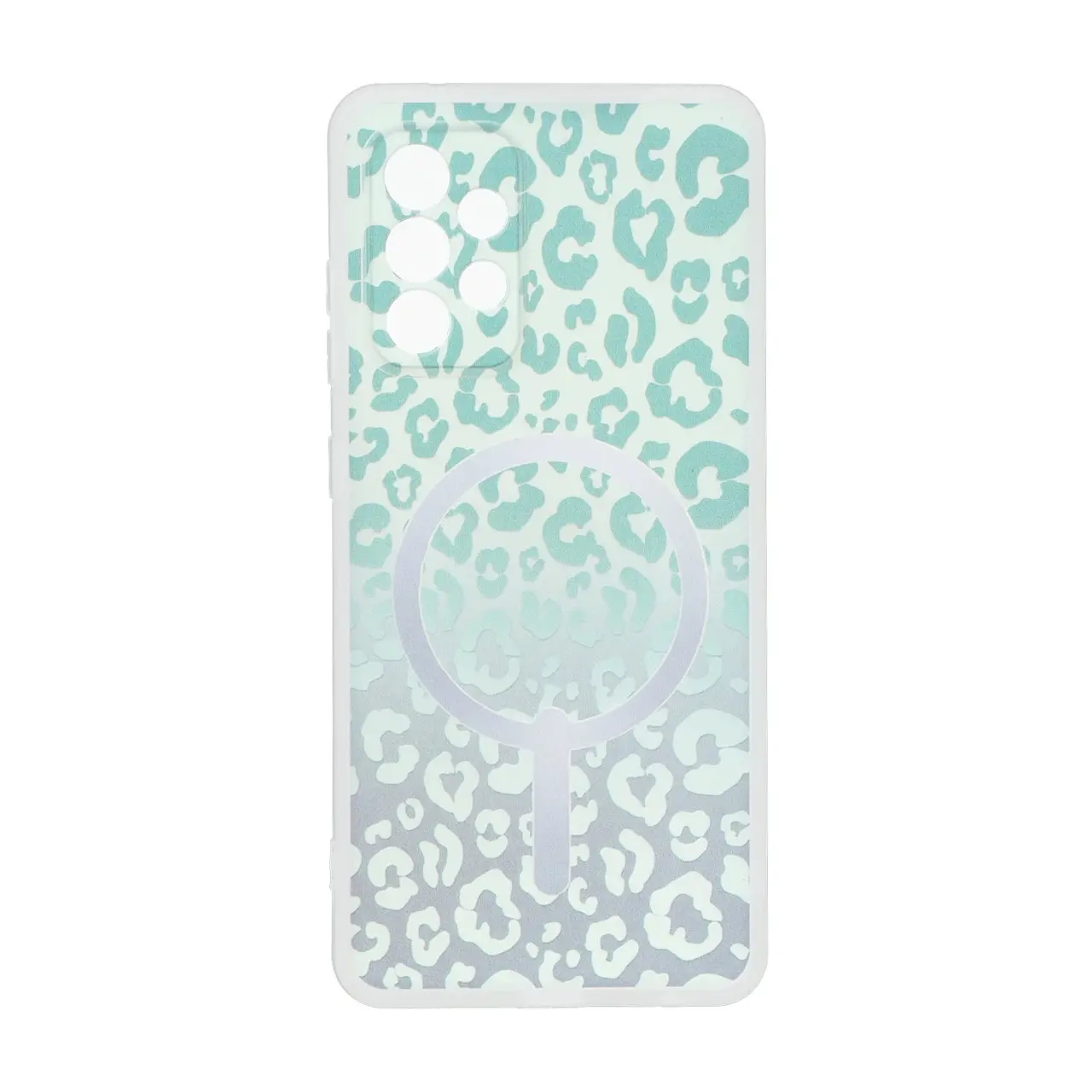 4630630 قاب ژله ای پلنگی طرح مگ سیف دور مات محافظ لنزدار Samsung Galaxy A52 / A52s - سبز - تصویر 1