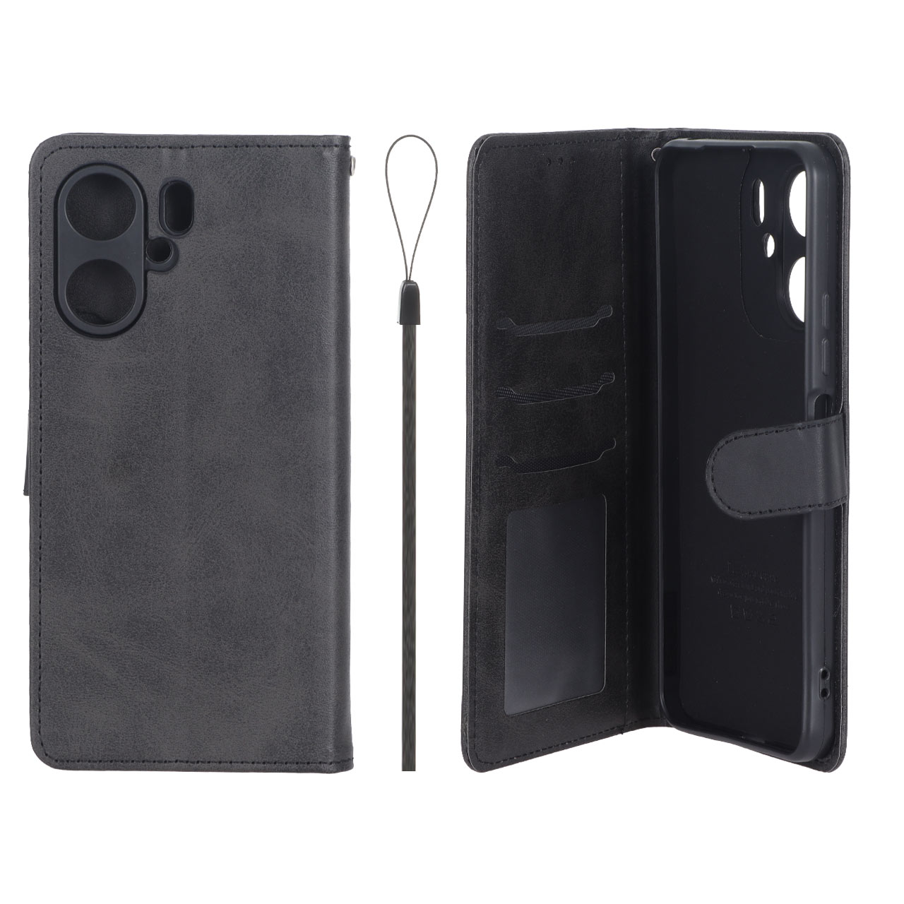 4636806 کیف موبایل مگنتی درجه یک داخل خز MNC Plus مدل Xiaomi Redmi 13C / Poco C65 - مشکی - تصویر 1