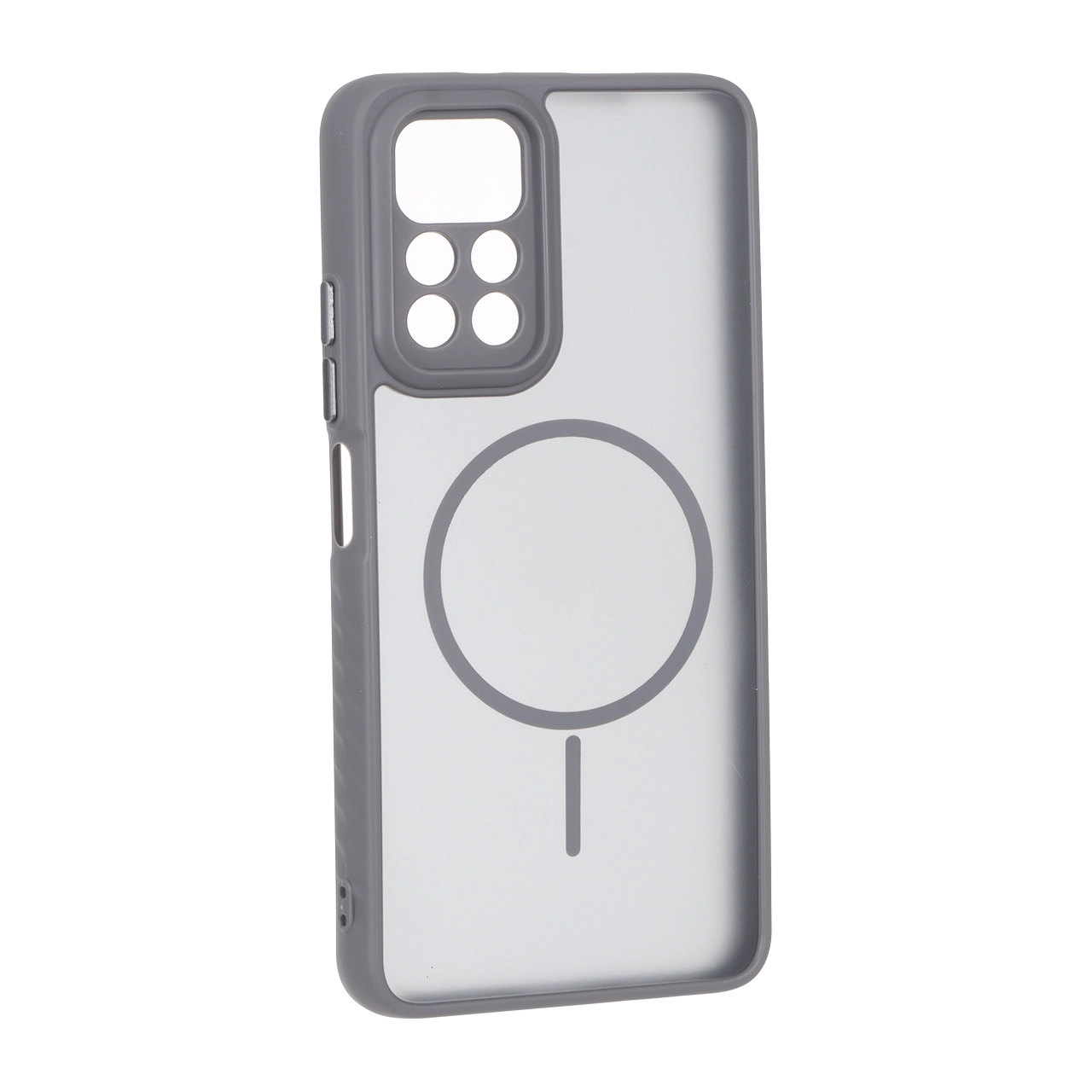 4639478 قاب مات طرح مگ سیف دور هاشور محافظ لنزدار Xiaomi Redmi Note 11 5G / Poco M4 Pro 5G - خاکستری - تصویر 1