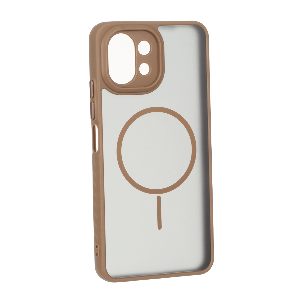4639504 قاب مات طرح مگ سیف دور هاشور محافظ لنزدار Xiaomi Mi 11 Lite - قهوه ای - تصویر 1